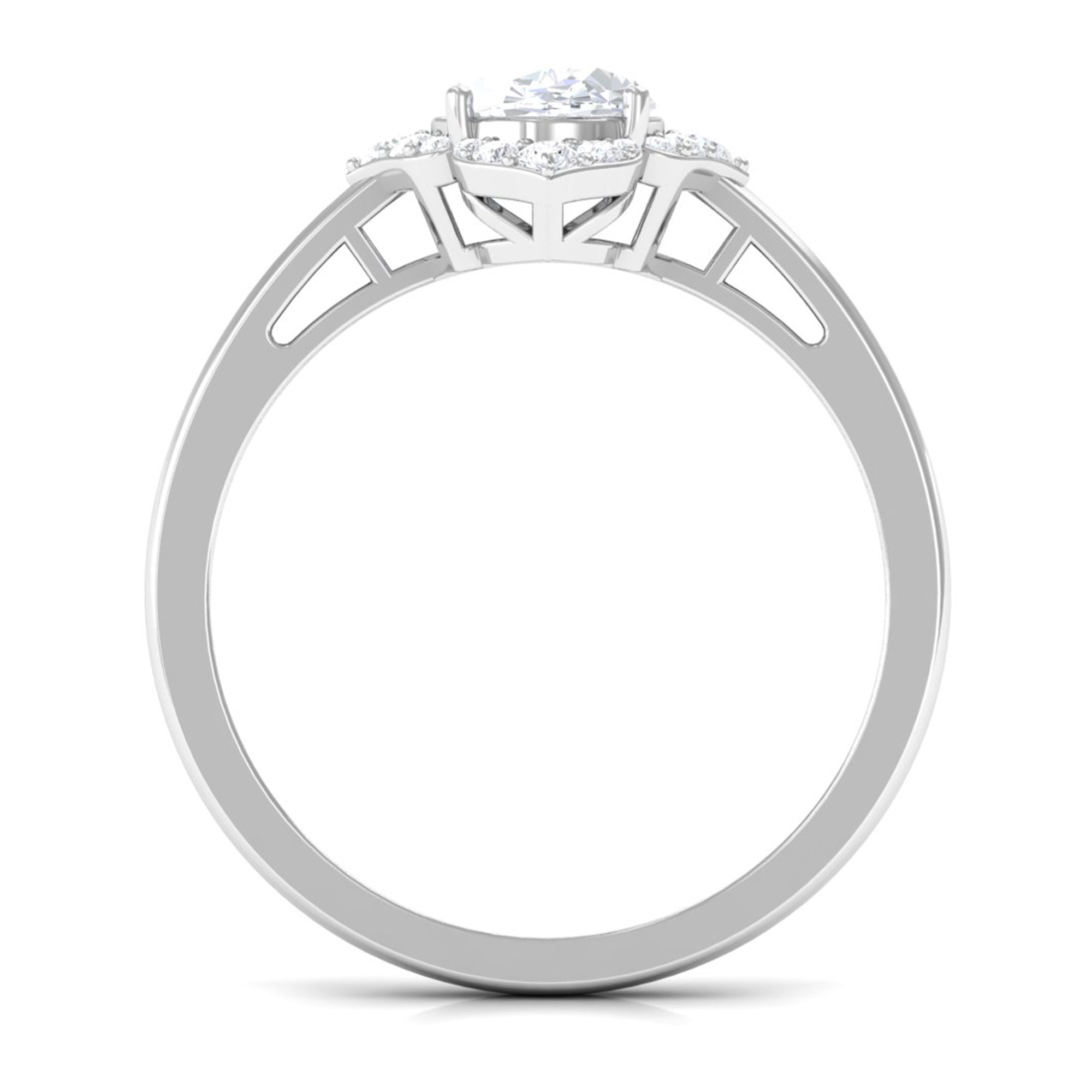 2.25 CT Prong Set Oval Zircon Flower Engagement Ring AAAA - Rosec Jewels