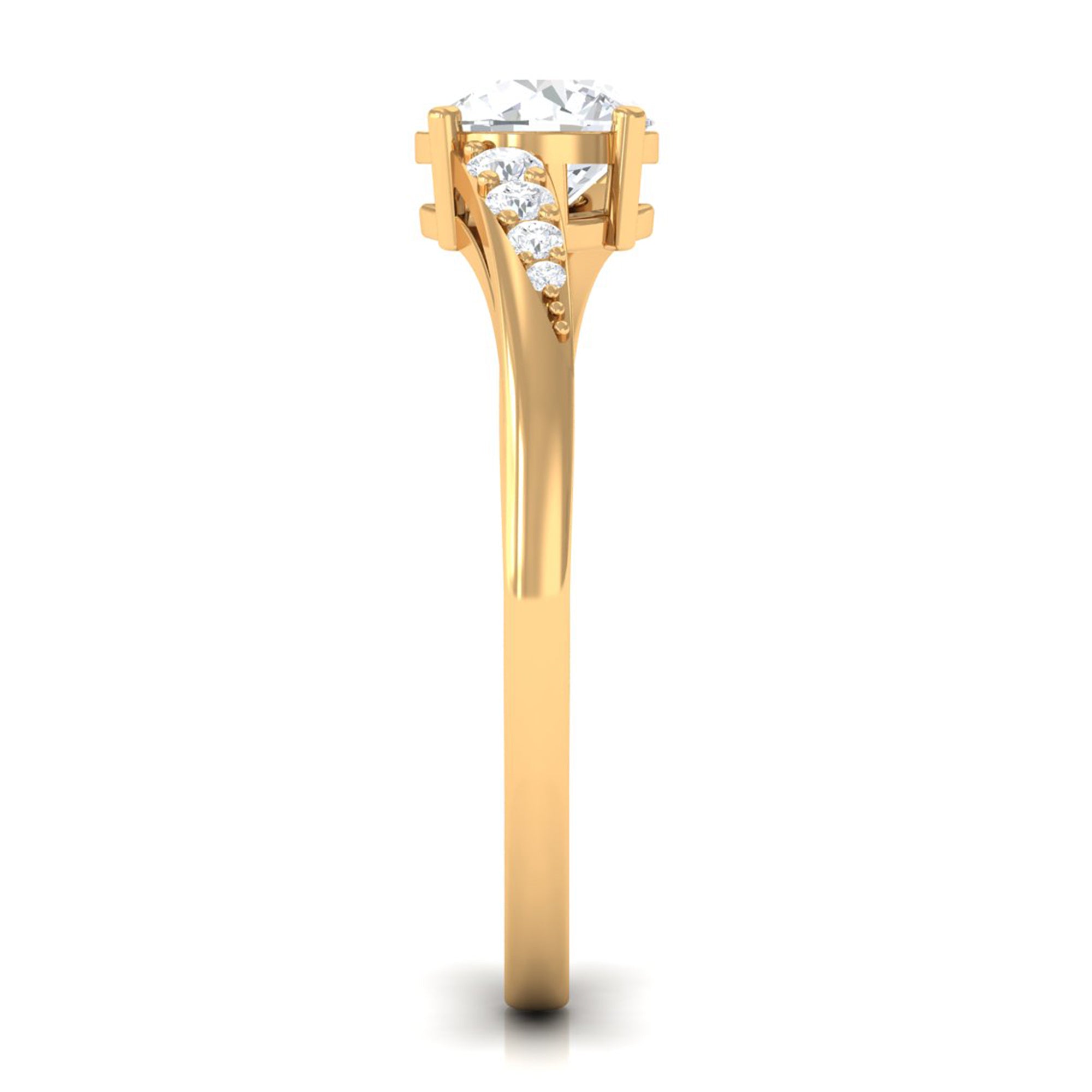 1 Carat Certified Solitaire Cubic Zirconia Bypass Engagement Ring AAAA - Rosec Jewels