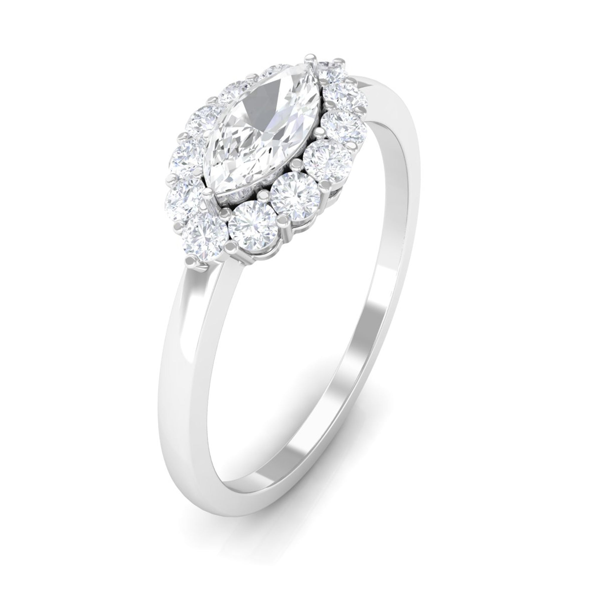 1 CT Marquise Cut Zircon East West Engagement Ring AAAA - Rosec Jewels