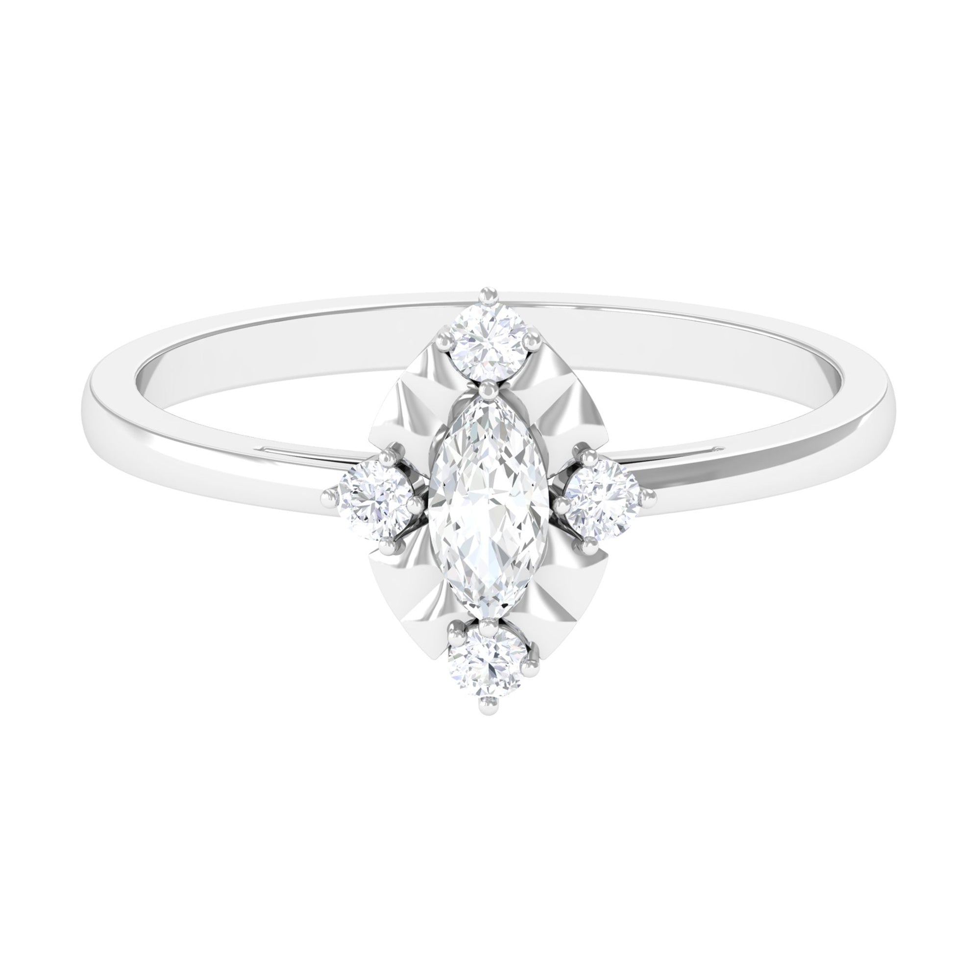 1/2 CT Marquise Zircon Engagement Ring in Gold Textured