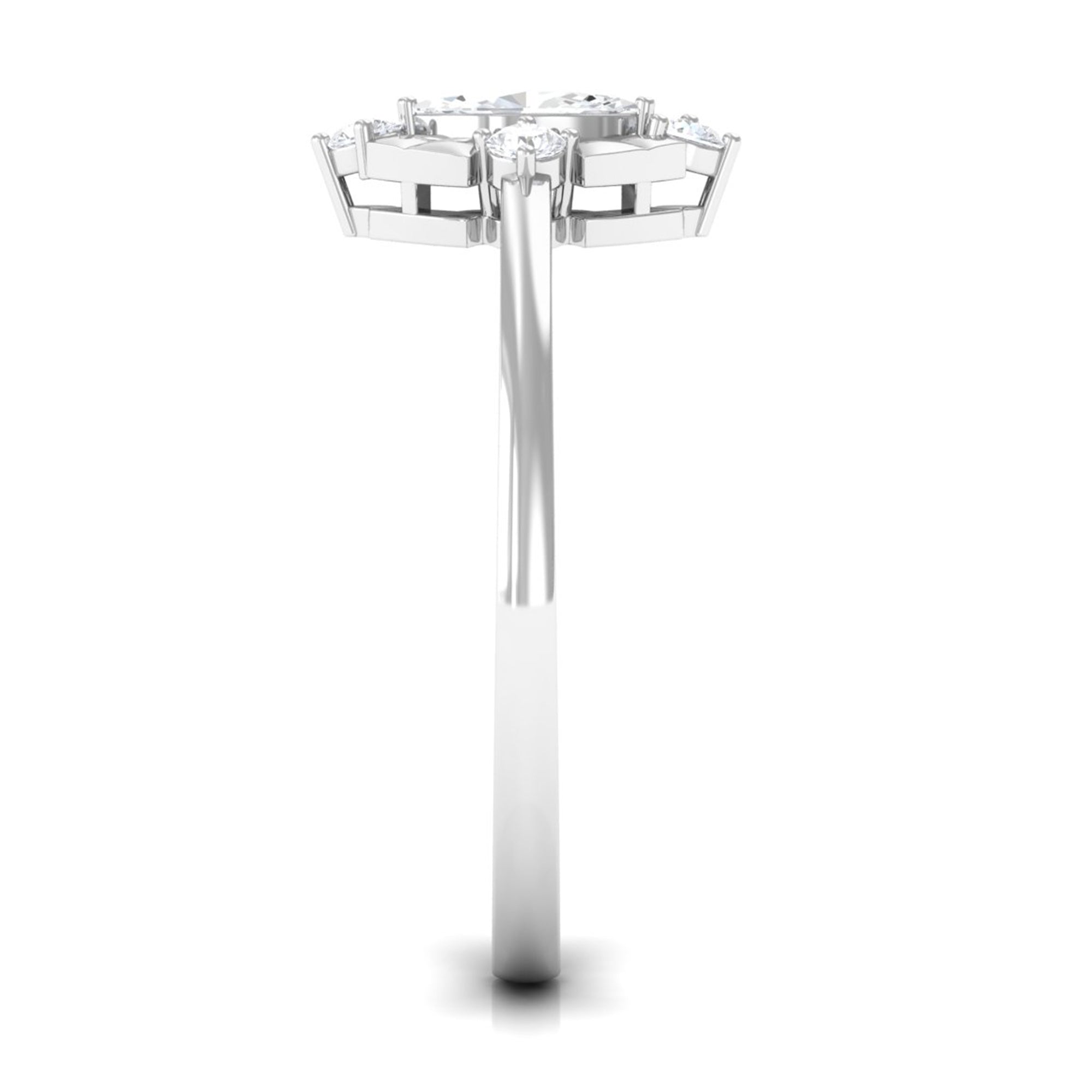 Rosec Jewels-Marquise Cut Cubic Zirconia Engagement Ring with Textured Detail