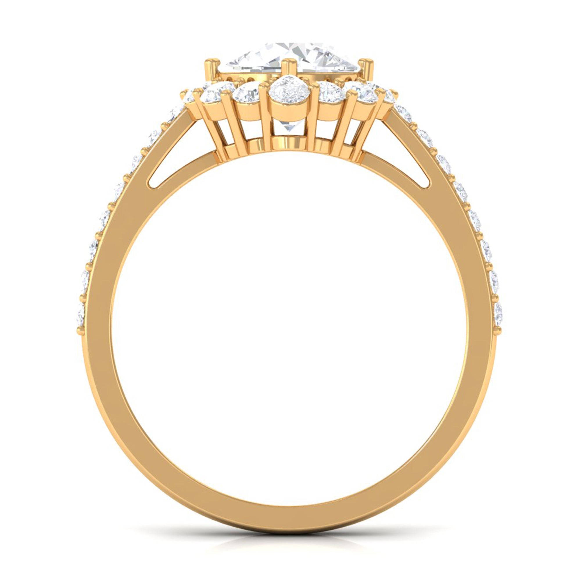 1 Carat Round Cubic Zirconia Halo Engagement Ring AAAA - Rosec Jewels