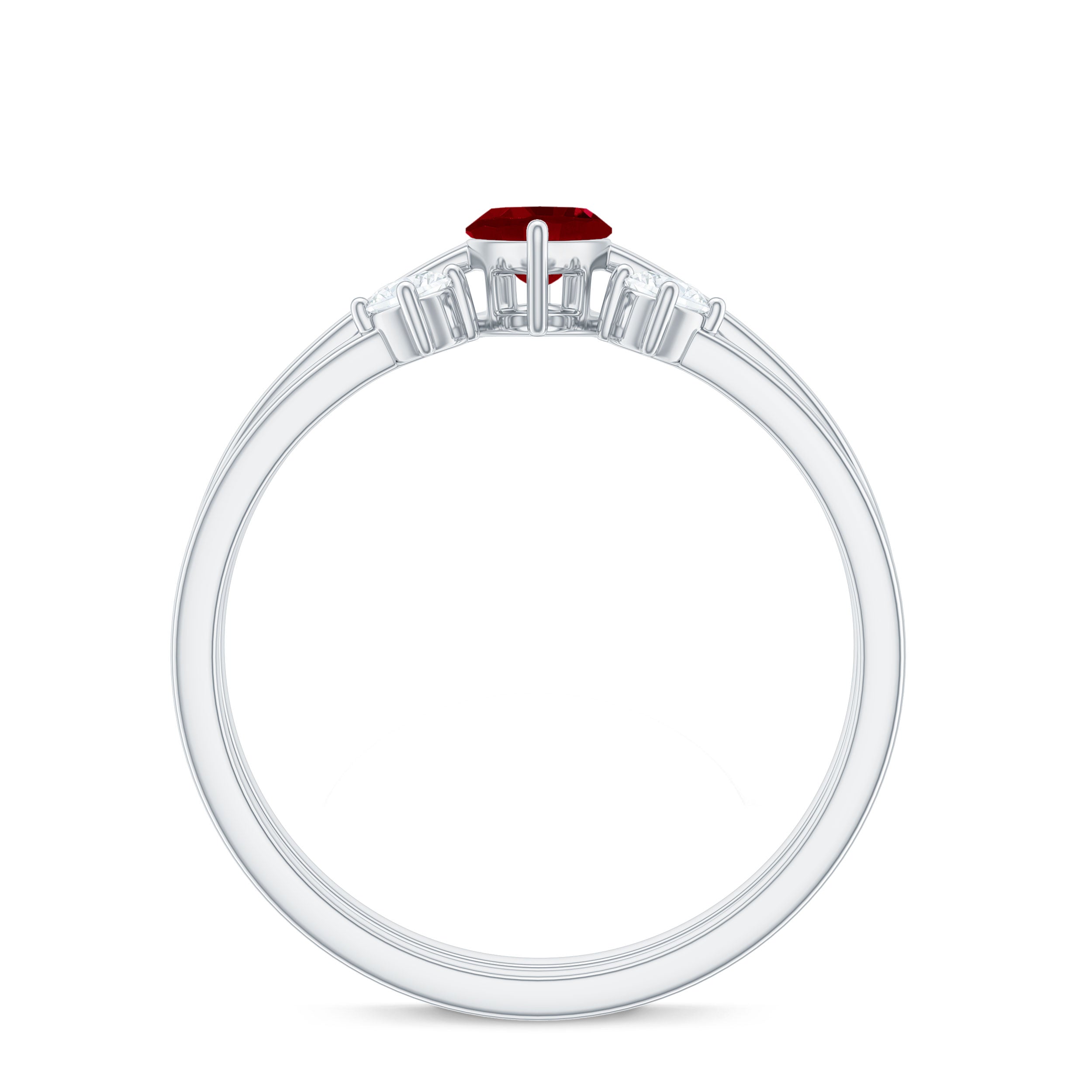 Certified Marquise Ruby Solitaire Wedding Ring Set with Diamond AAA - Rosec Jewels
