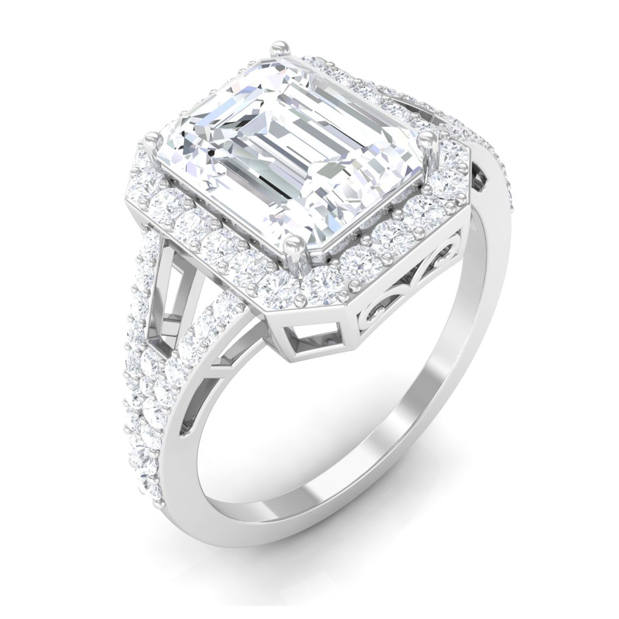 5 CT Split Shank Octagon Cut Zircon Statement Engagement Ring AAAA - Rosec Jewels