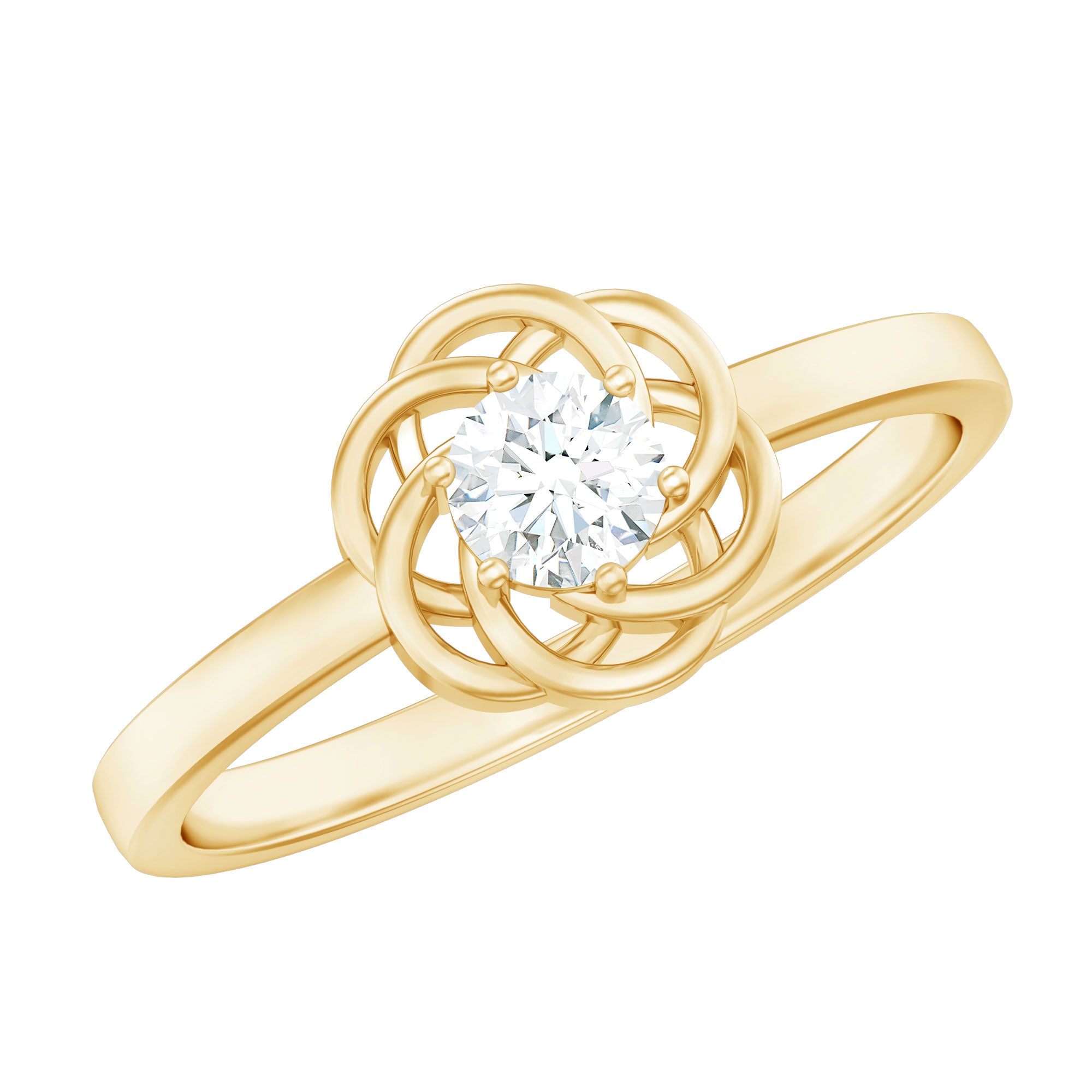 Rosec Jewels-Solitaire Lab Grown Diamond Flower Promise Ring with Certificate