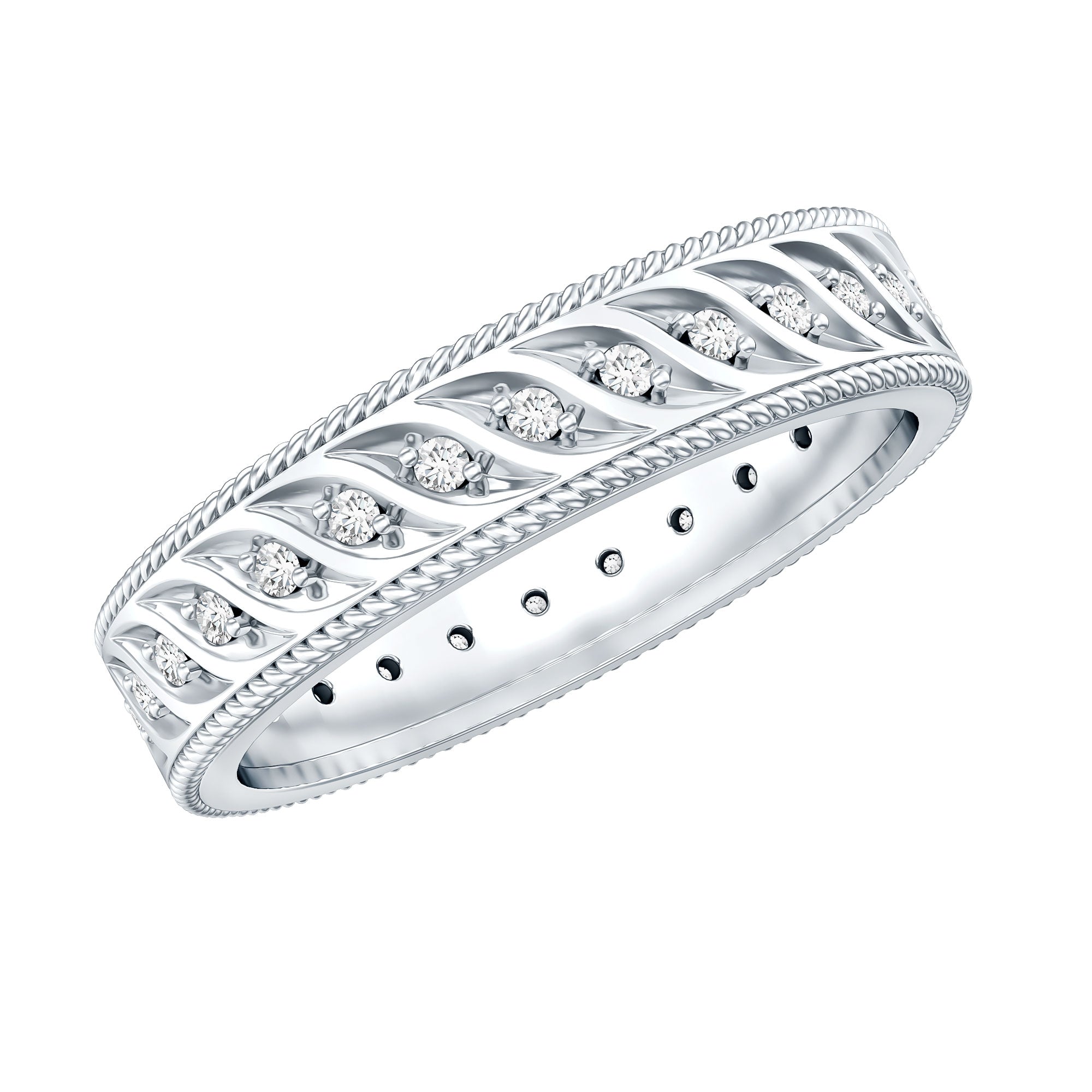 Lab Grown Diamond Designer Wedding Band Ring Lab - ( EF-VS ) - Rosec Jewels