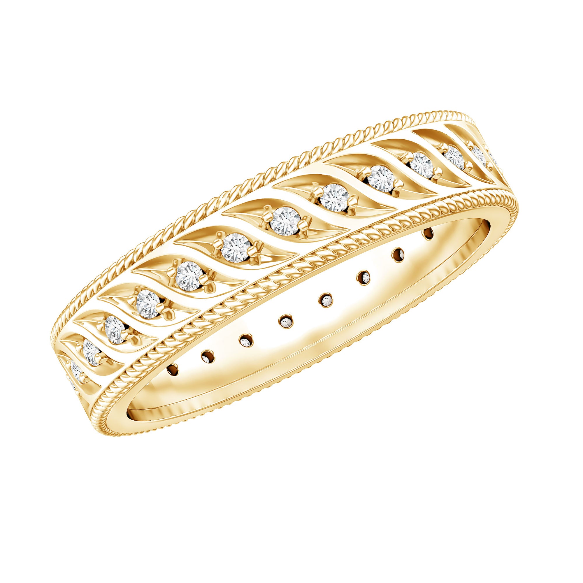 Lab Grown Diamond Designer Wedding Band Ring Lab - ( EF-VS ) - Rosec Jewels
