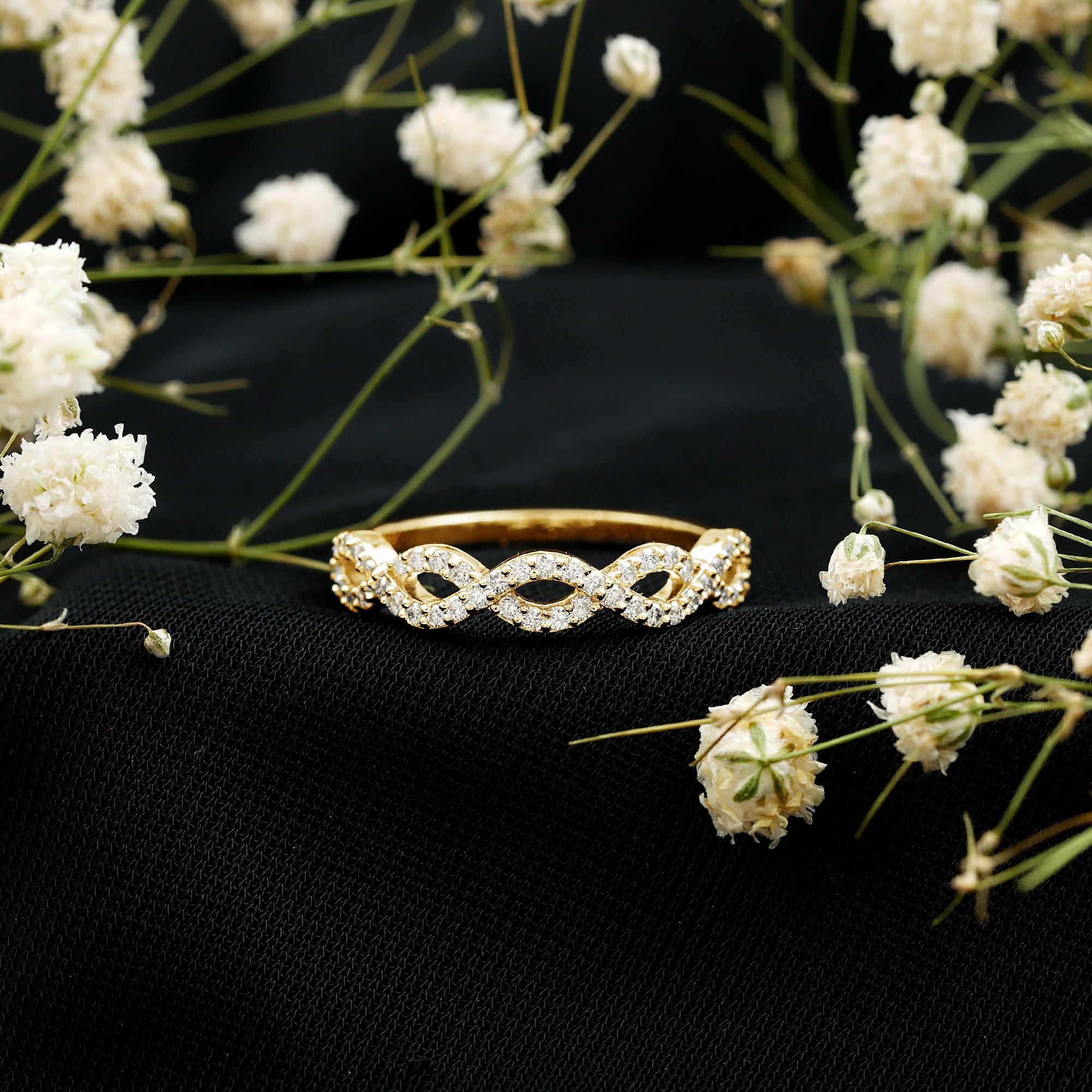 Rosec Jewels-Pave Set Lab Grown Diamond Infinity Wedding Band