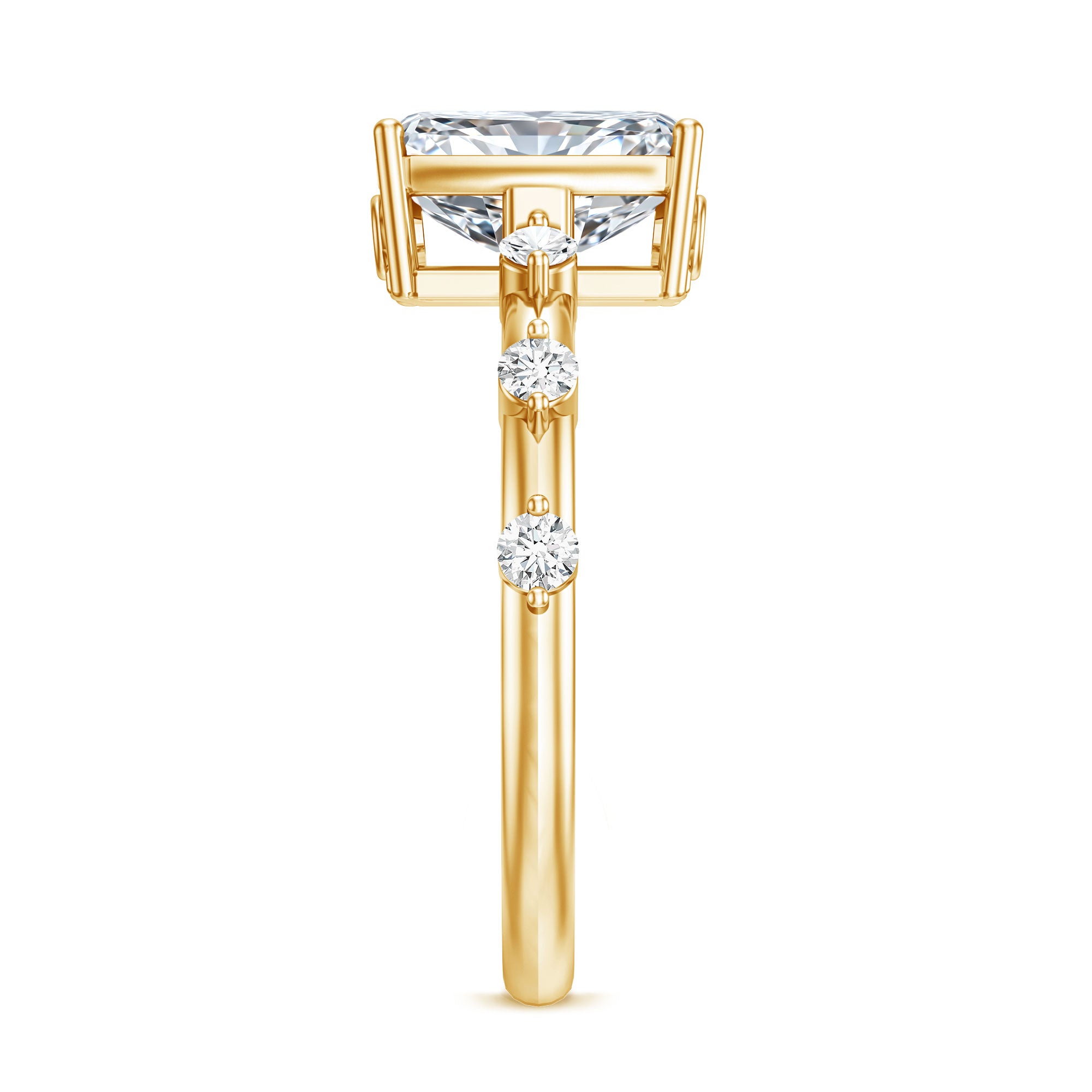 IGI Certified 2 Carat Radiant Cut Lab Grown Diamond Engagement Ring with Spaced Accent Lab - ( E-VS1 ) - Rosec Jewels
