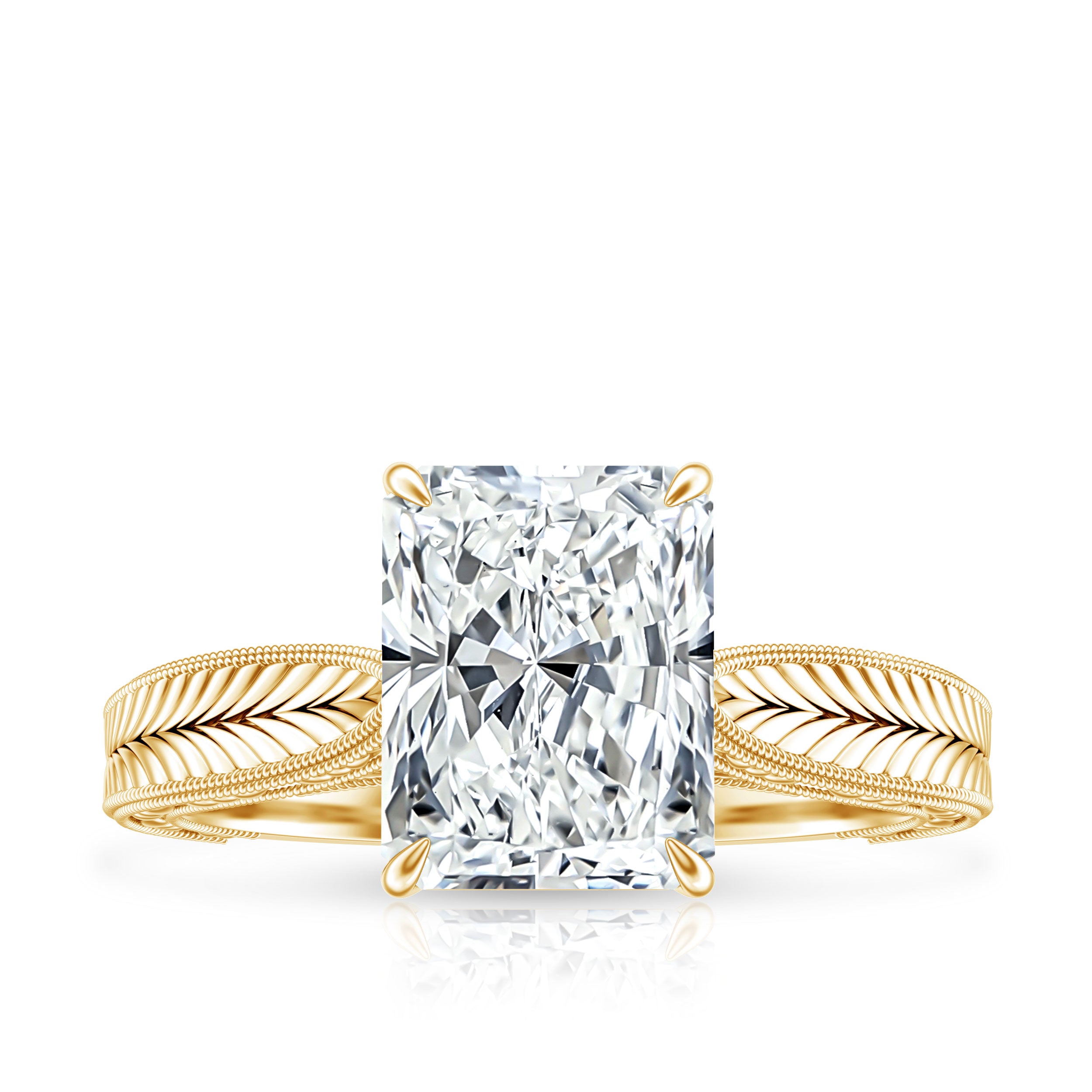 Vintage Inspired 3 Carat Radiant Cut Lab Grown Diamond Engagement Ring IGI Certified Lab - ( E-VS1 ) - Rosec Jewels