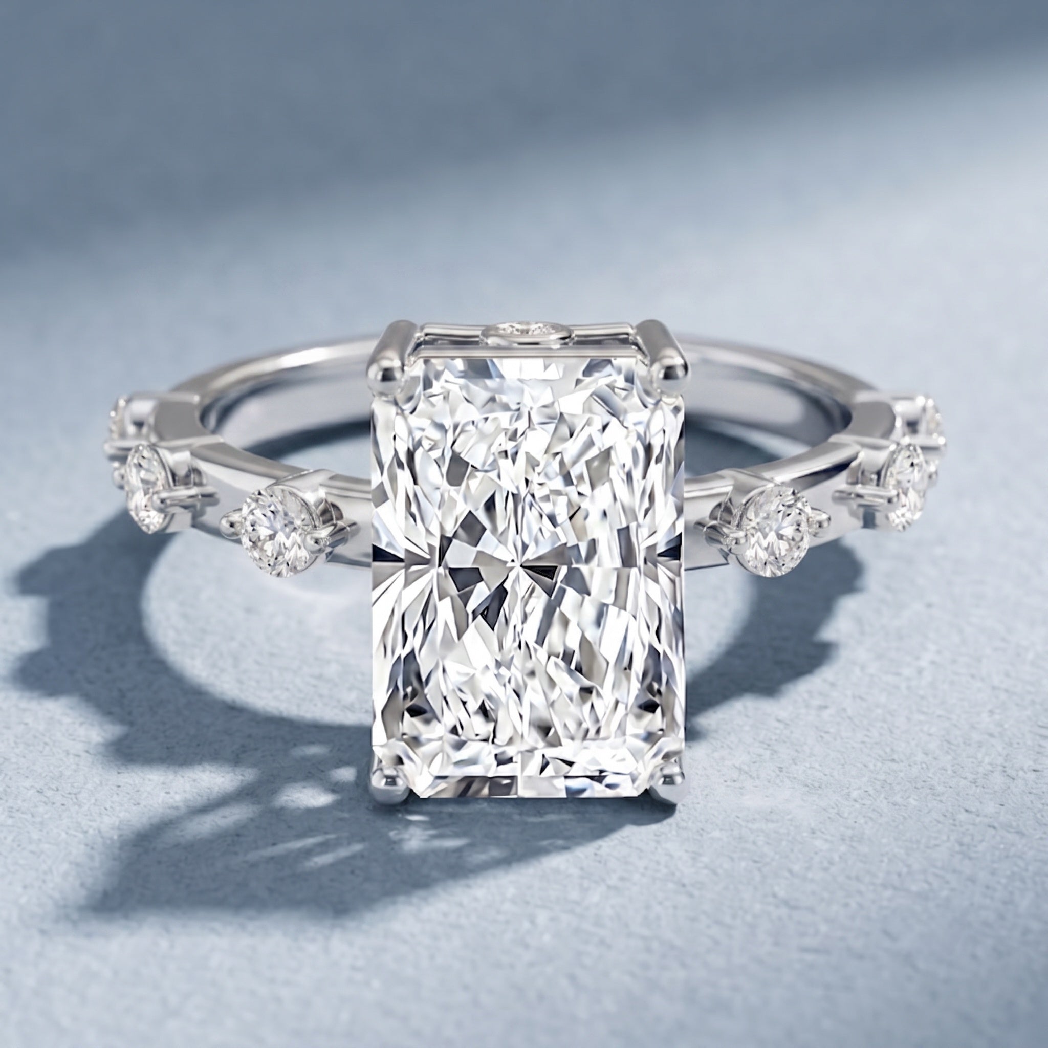 4 Carat Lab Grown Radiant Cut Diamond Solitaire Engagement Ring with IGI Certificate Lab - ( E-VS1 ) - Rosec Jewels