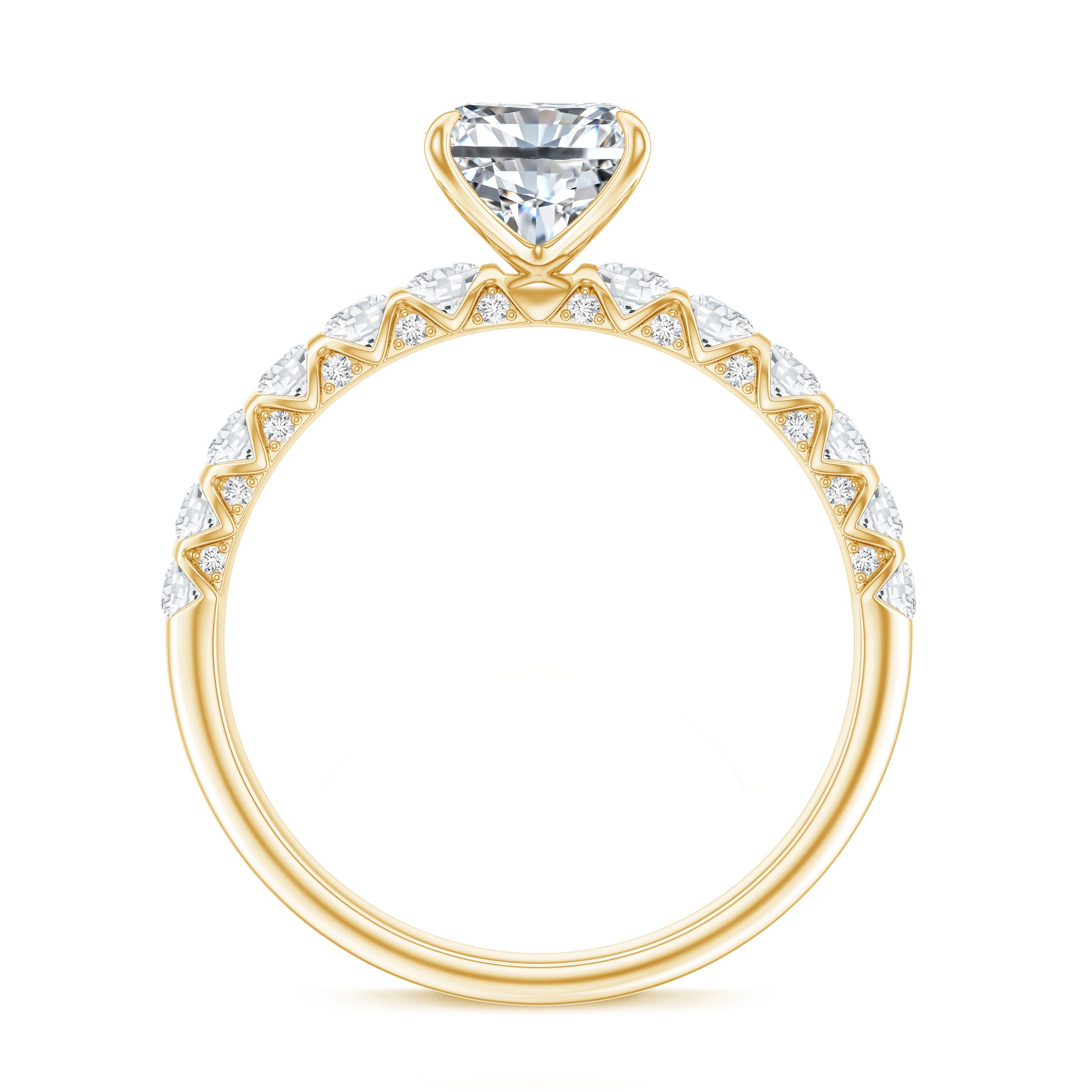 Lab Grown 2 Carat Diamond Radiant Cut Side Stone Engagement Ring IGI Certified Lab - ( E-VS1 ) - Rosec Jewels