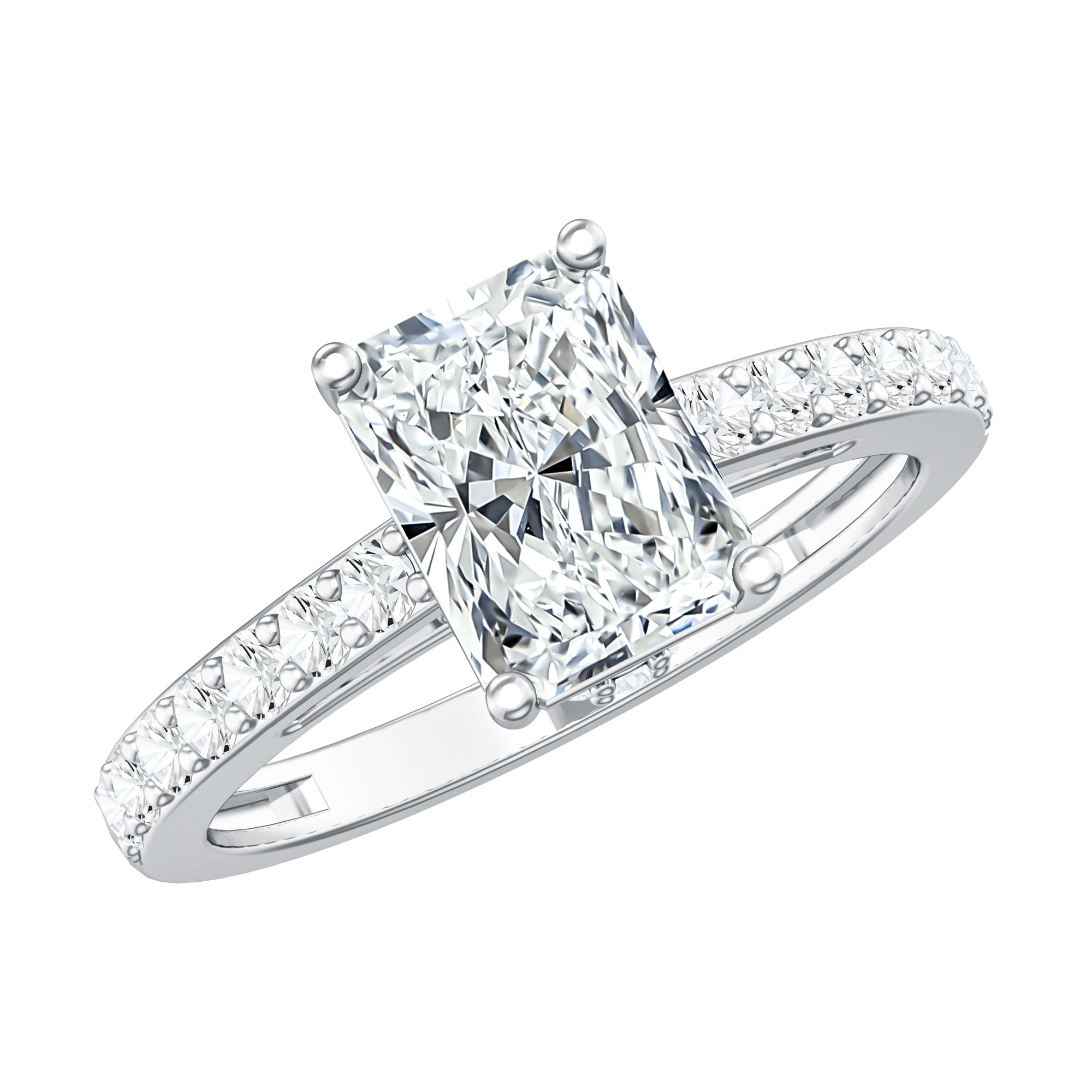 IGI Certified Radiant Cut Lab Grown Diamond Hidden Halo Engagement Ring 2 Carat Lab - ( E-VS1 ) - Rosec Jewels