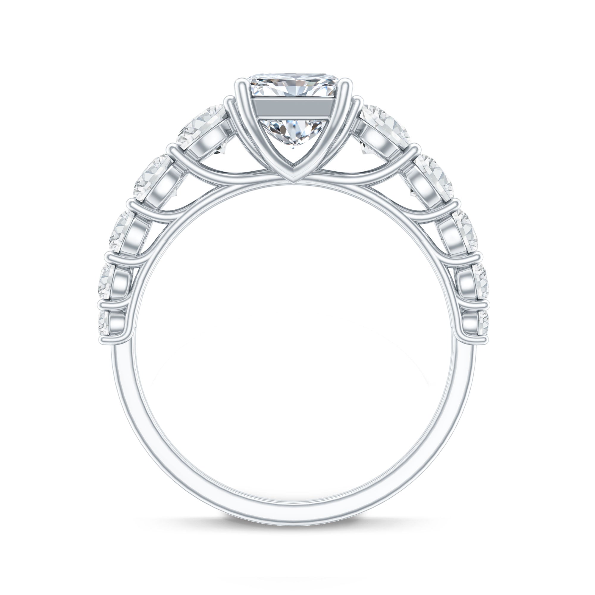 2 Carat IGI Certified Lab Diamond Radiant Cut Engagement Ring with Side Stones Lab - ( E-VS1 ) - Rosec Jewels
