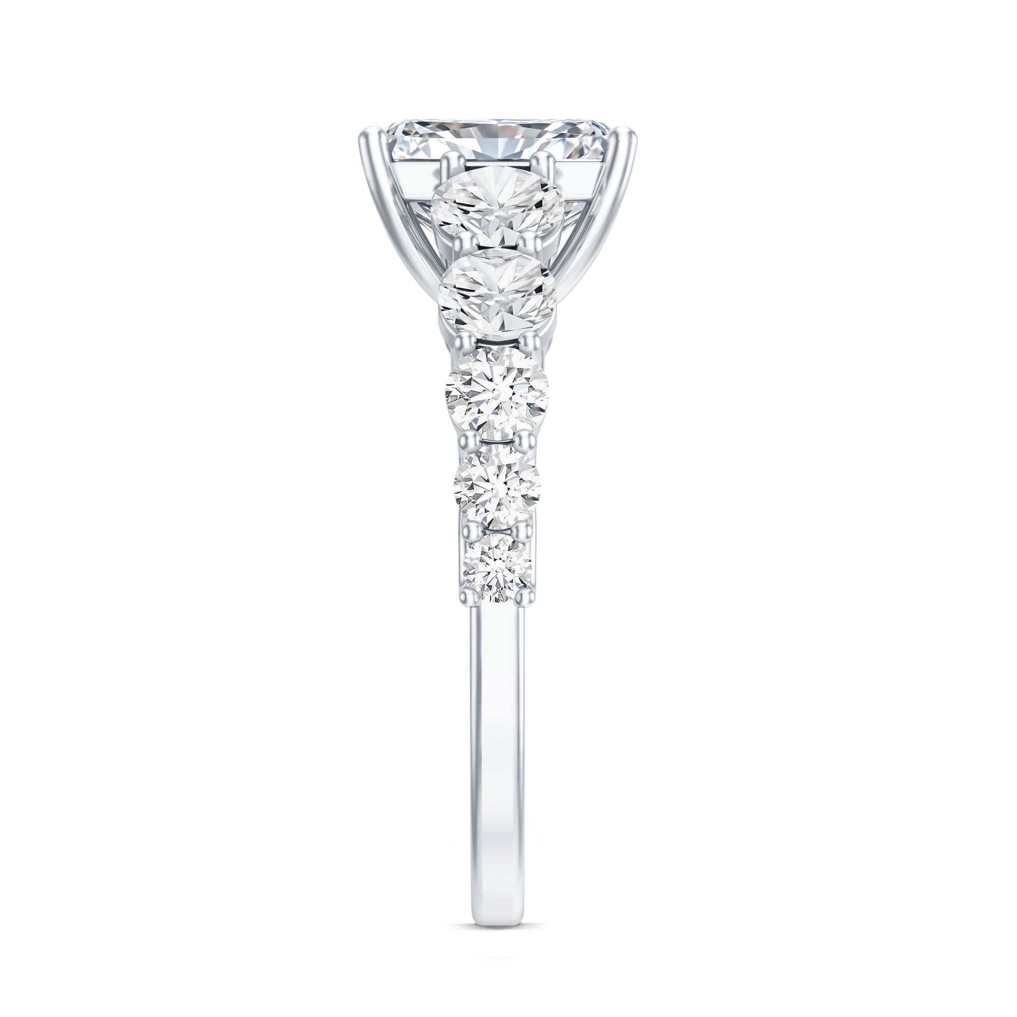 2 Carat IGI Certified Lab Diamond Radiant Cut Engagement Ring with Side Stones Lab - ( E-VS1 ) - Rosec Jewels