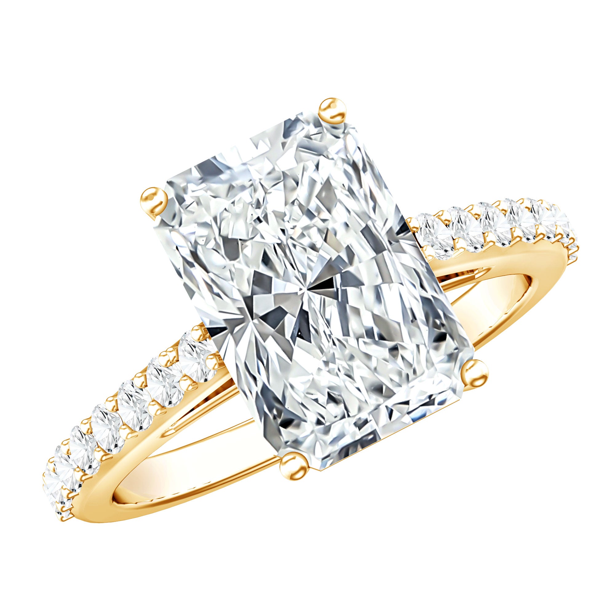 IGI Certified Radiant Cut 4 Carat Lab Grown Diamond Solitaire Engagement Ring with Hidden Halo Lab - ( E-VS1 ) - Rosec Jewels