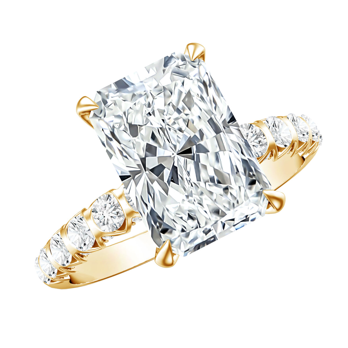 4 Carat Radiant Cut Lab Grown Diamond Side Stone Engagement Ring IGI Certified Lab - ( E-VS1 ) - Rosec Jewels