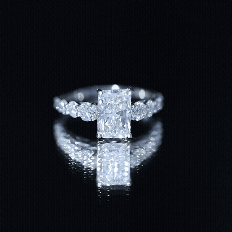 IGI Certified 3 Carat Radiant Cut Lab Grown Diamond Side Stone Engagement Ring Lab - ( E-VS1 ) - Rosec Jewels