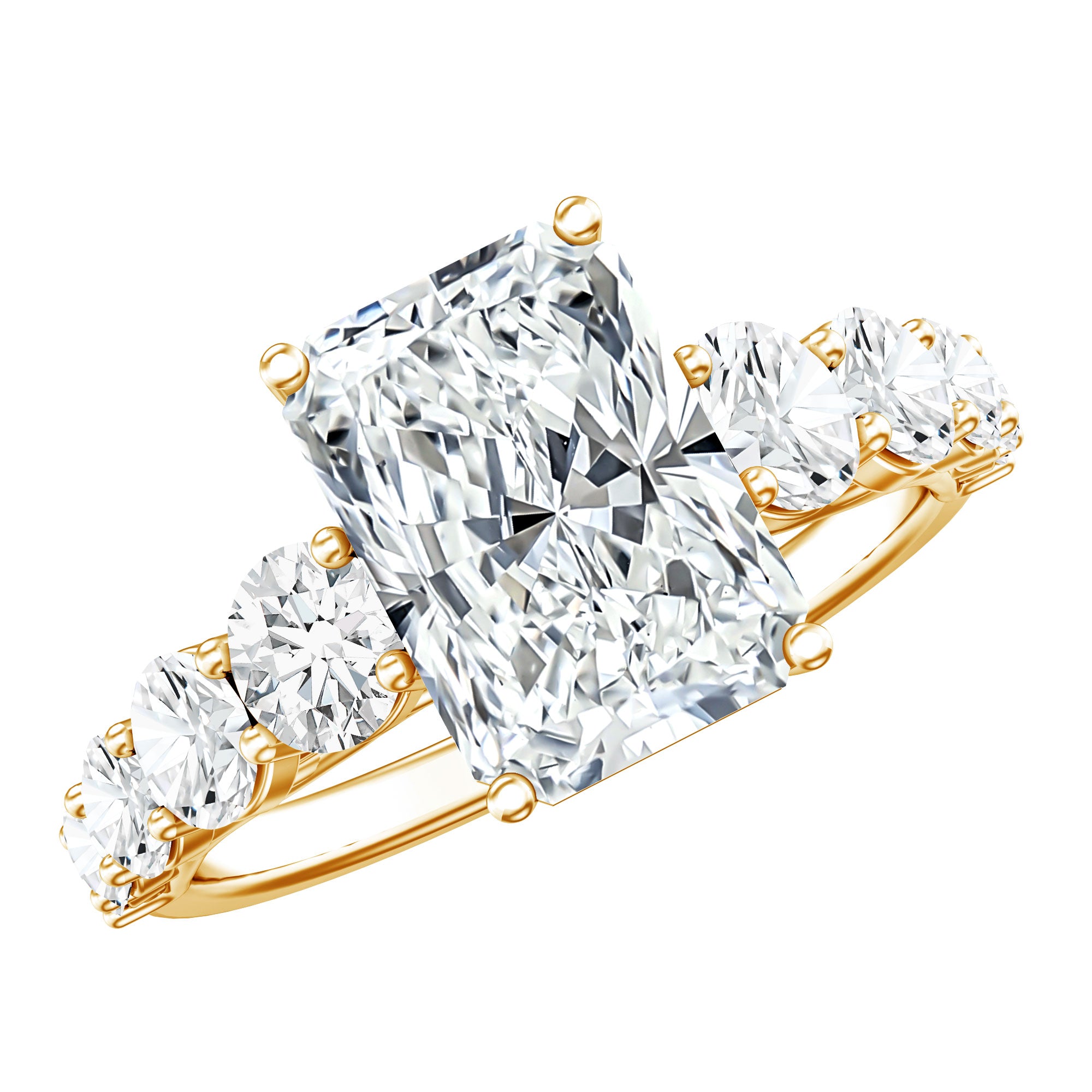 IGI Certified 3 Carat Radiant Cut Lab Grown Diamond Side Stone Engagement Ring Lab - ( E-VS1 ) - Rosec Jewels