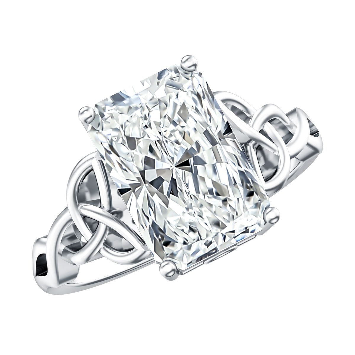 Radiant Cut 4 Carat Lab Diamond Celtic Knot Engagement Ring with IGI Certificate Lab - ( E-VS1 ) - Rosec Jewels