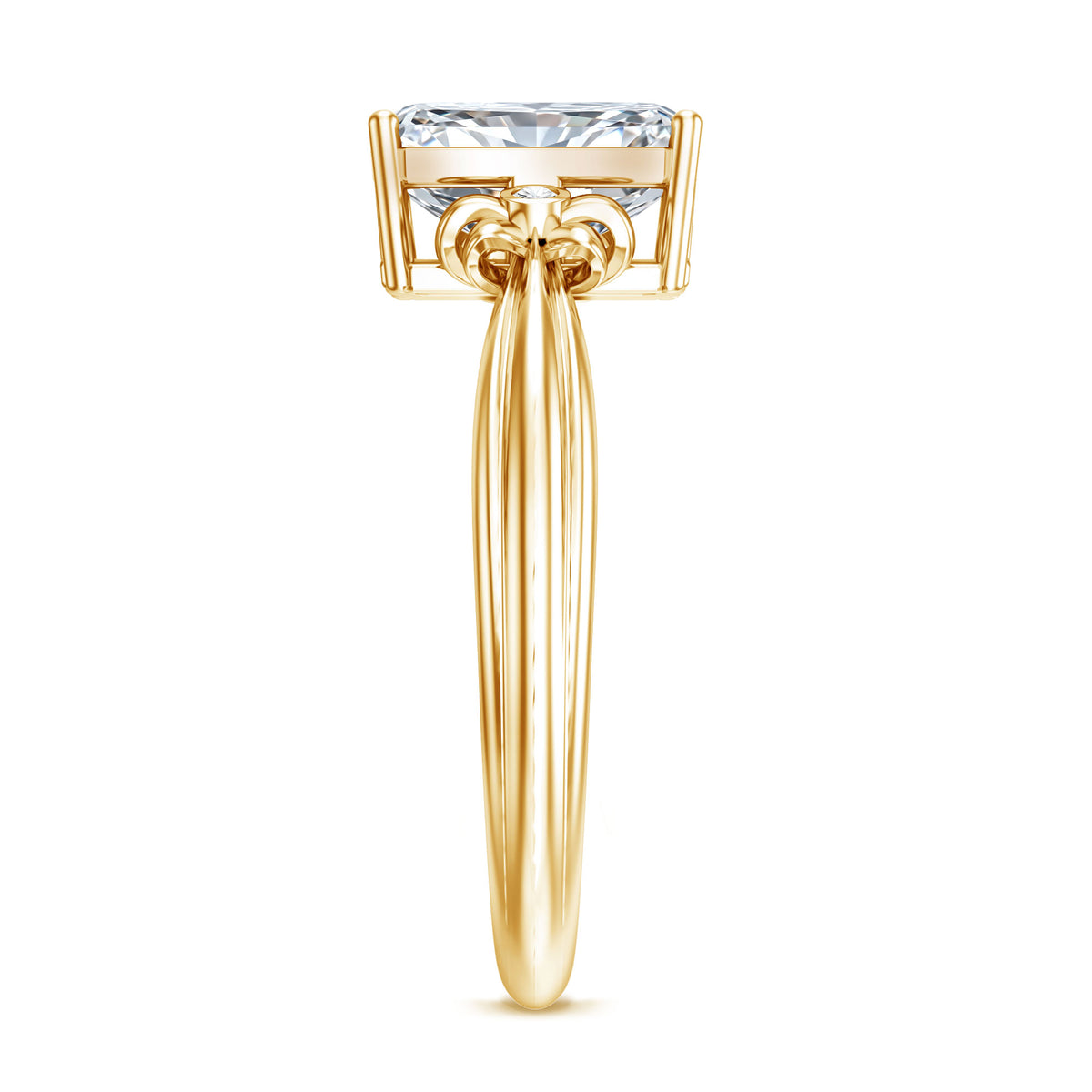 IGI Certified 2 Carat Lab Grown Diamond Radiant Cut Engagement Ring with Bow Lab - ( E-VS1 ) - Rosec Jewels