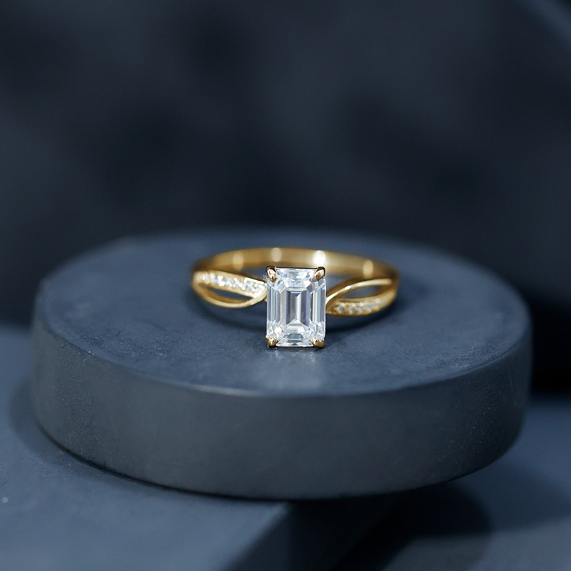IGI Certified 2 Carat Emerald Cut Lab Grown Diamond Infinity Engagement Ring Lab - ( E-VS1 ) - Rosec Jewels