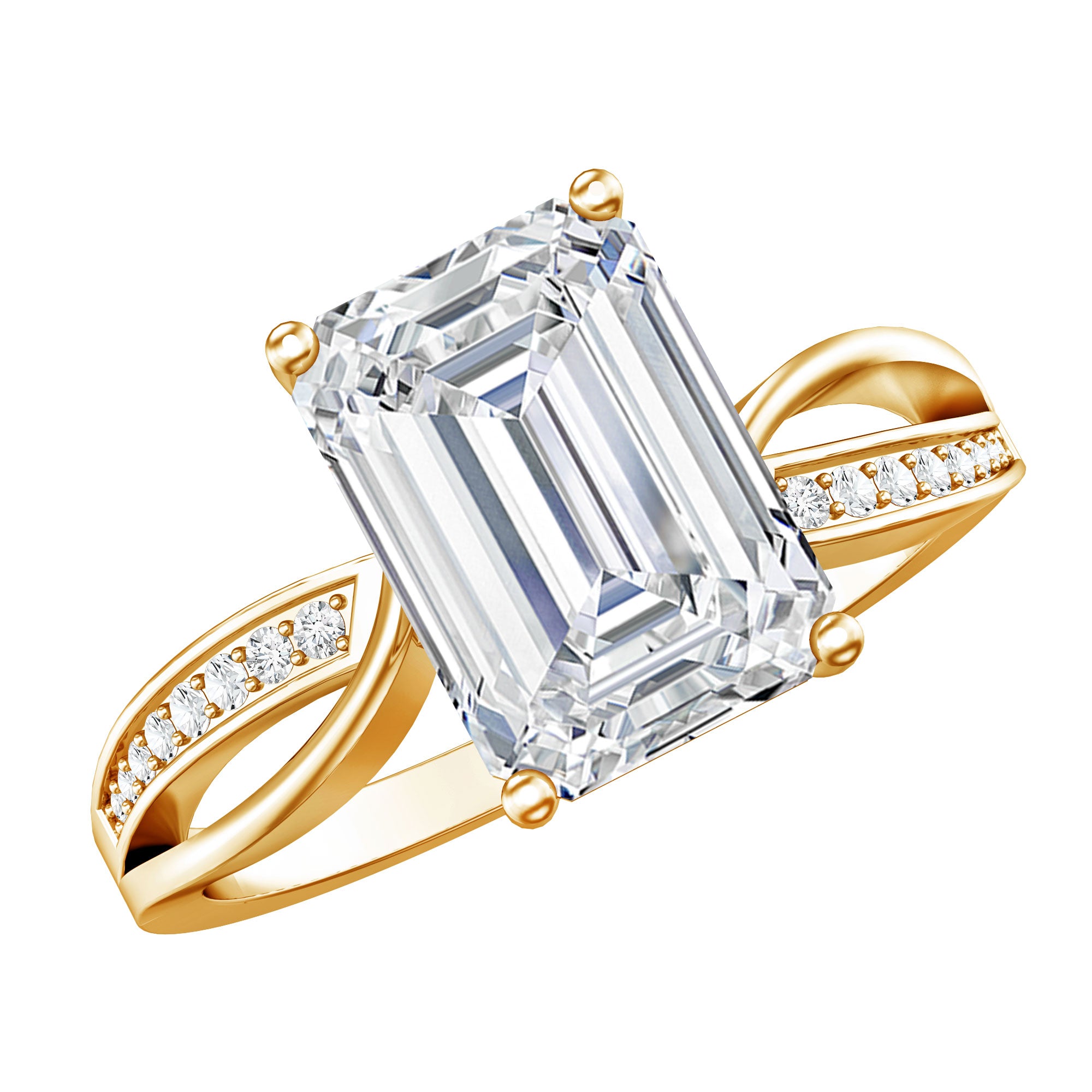 Rosec Jewels-3 Carat Emerald Cut Lab Grown Diamond Infinity Engagement Ring IGI Certified