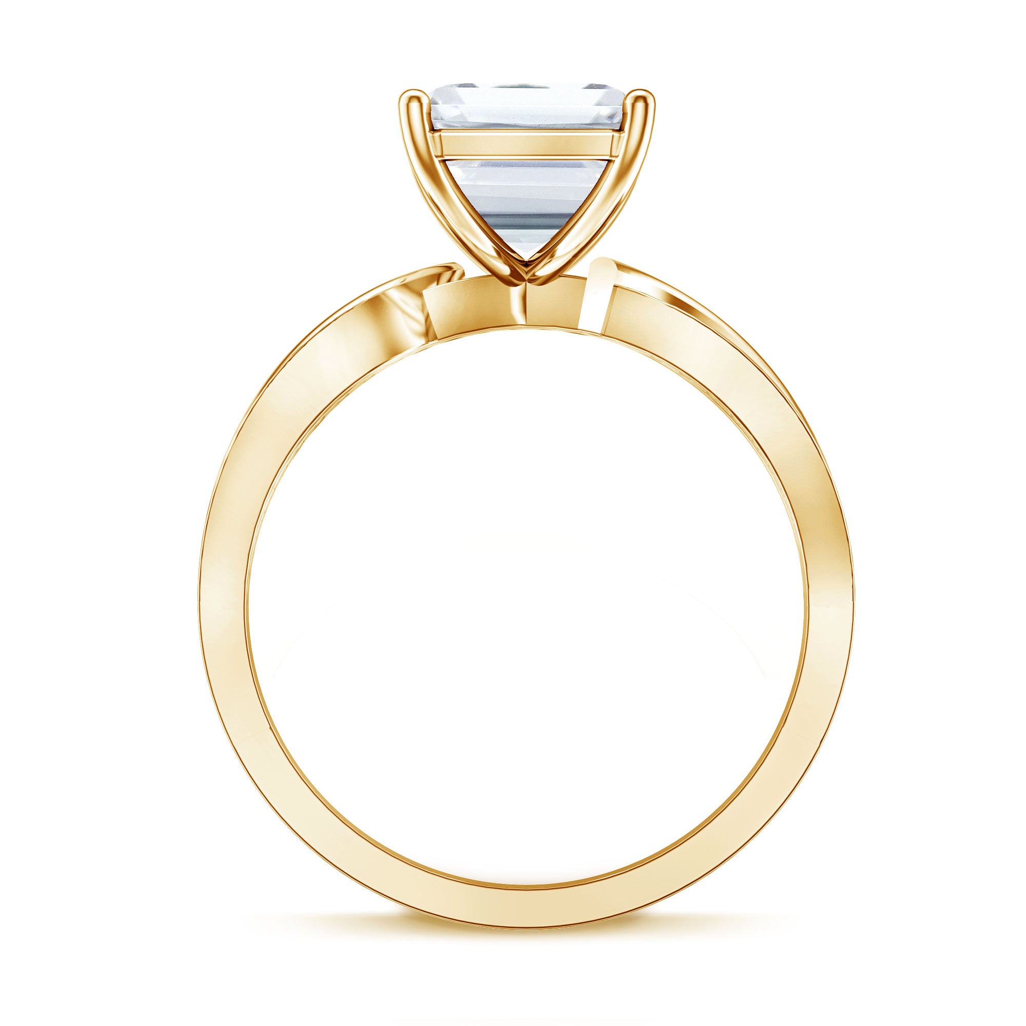 Rosec Jewels-IGI Certified 4 Carat Lab Grown Diamond Emerald Cut Engagement Ring with Crossover Shank