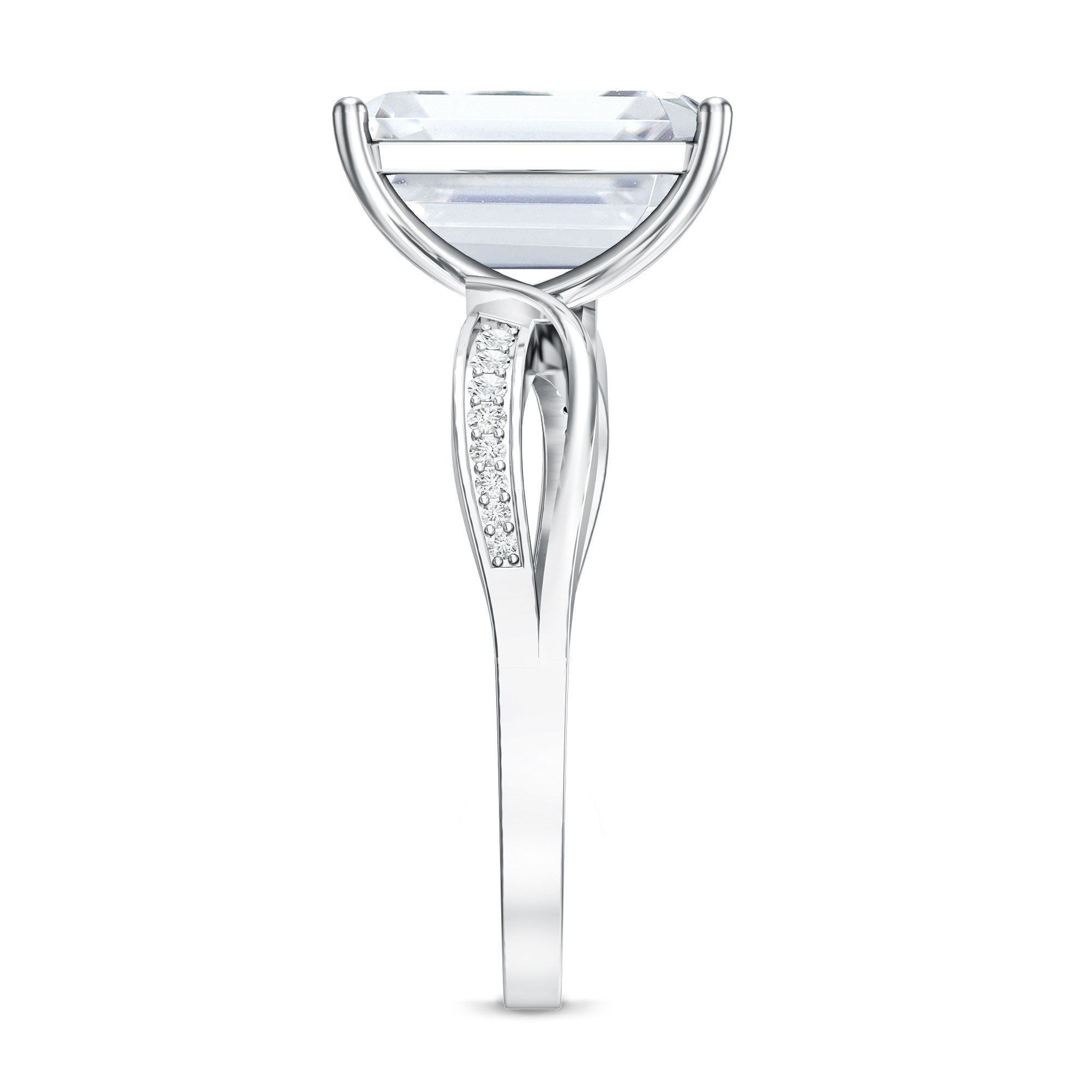 Rosec Jewels-Huge 5 Carat Emerald Cut Lab Grown Diamond Infinity Band Engagement Ring with IGI Certificate
