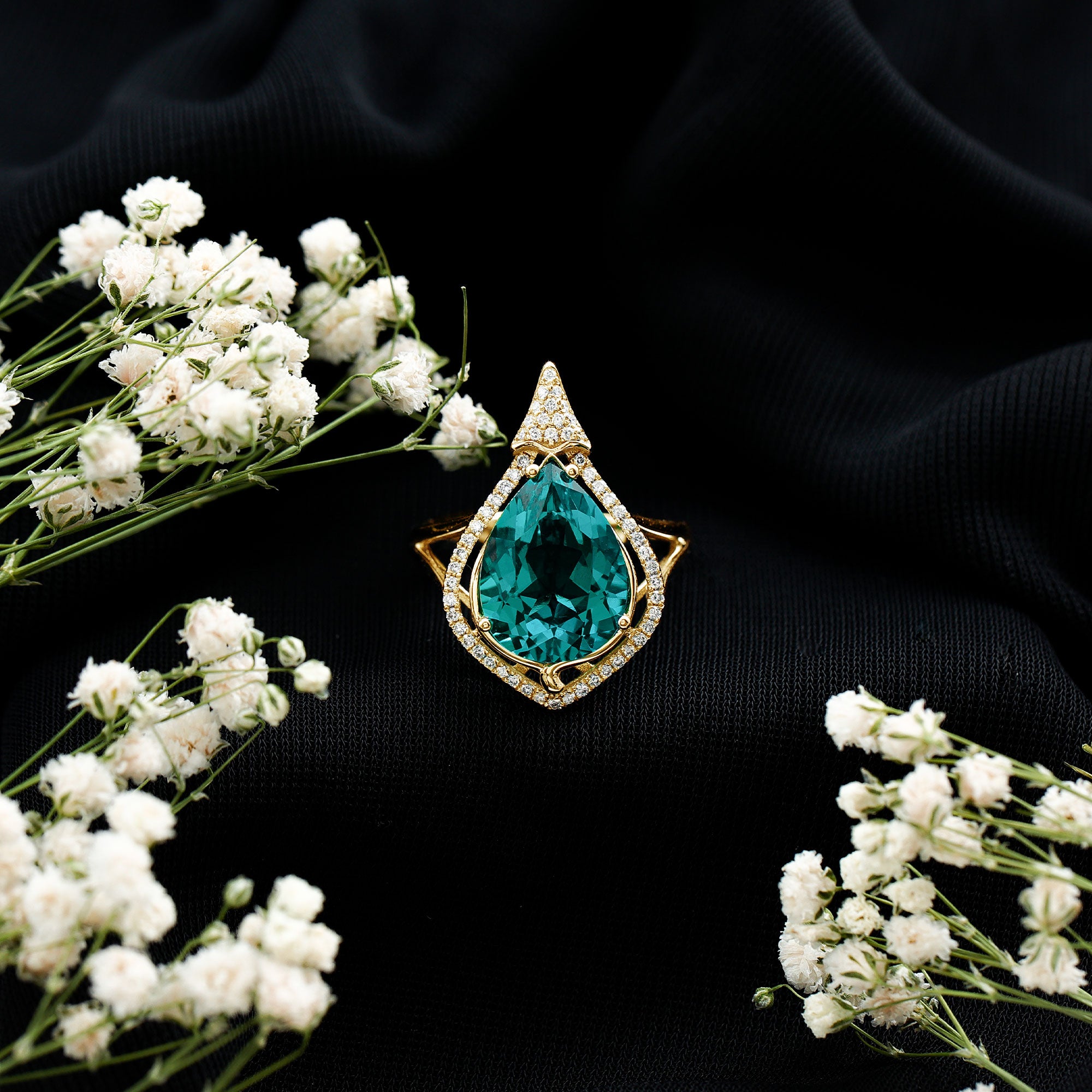 Vintage Inspired 2.5 Carat Lab Grown Emerald and Diamond Statement Engagement Ring AAAA - Rosec Jewels