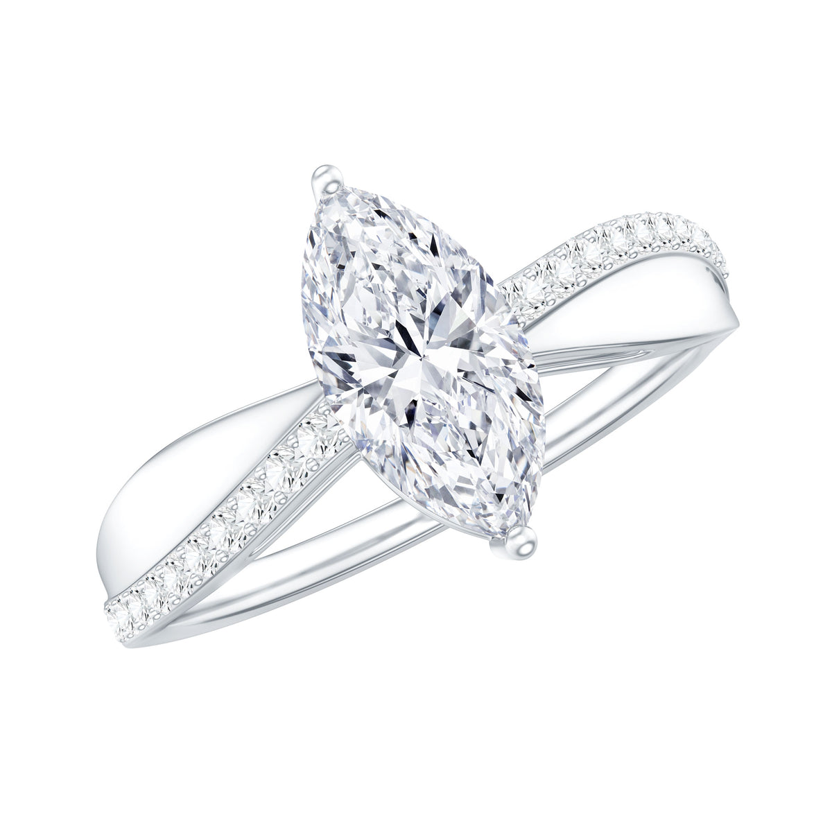 1 Carat Marquise Cut Engagement Ring with IGI Certified Lab Grown Diamond Lab - ( E-VS1 ) - Rosec Jewels