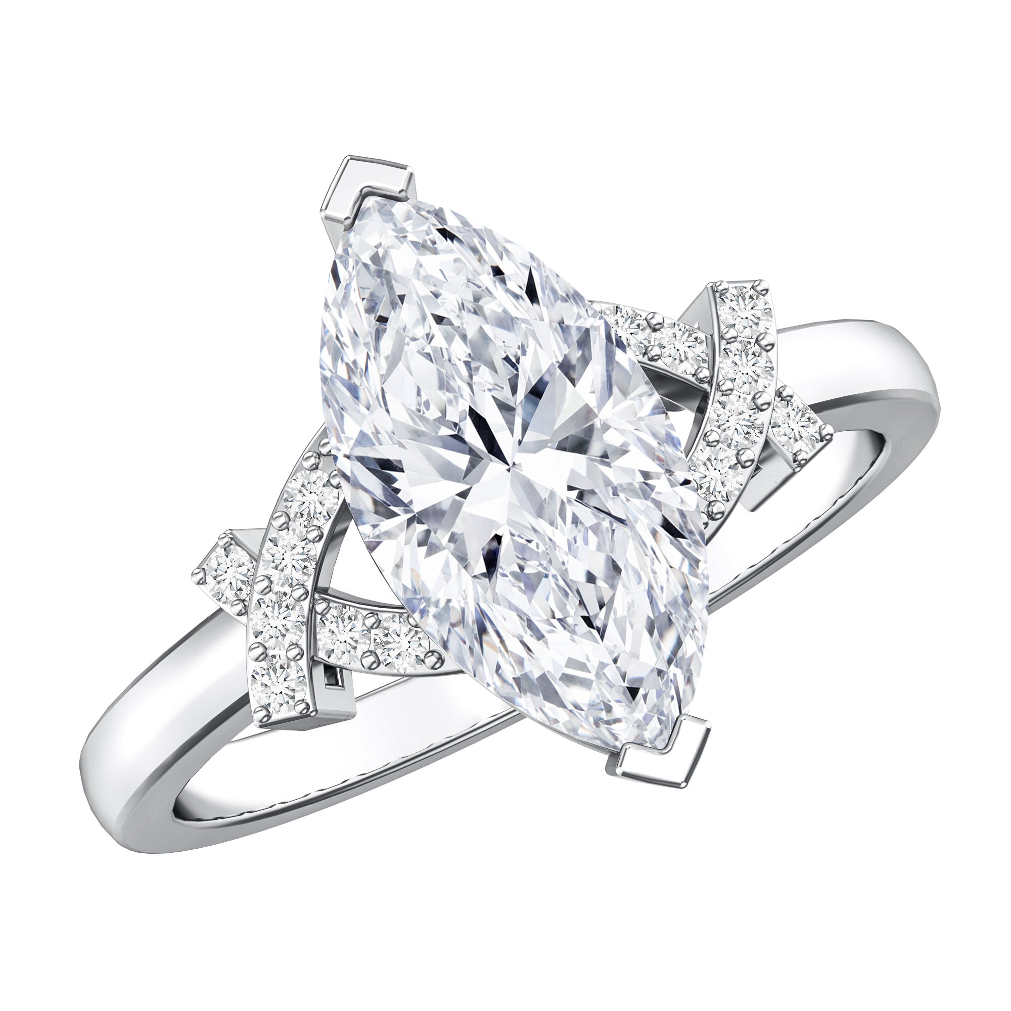 Rosec Jewels-Marquise Cut IGI Certified Lab Grown Diamond Statement Engagement Ring 2 Carat