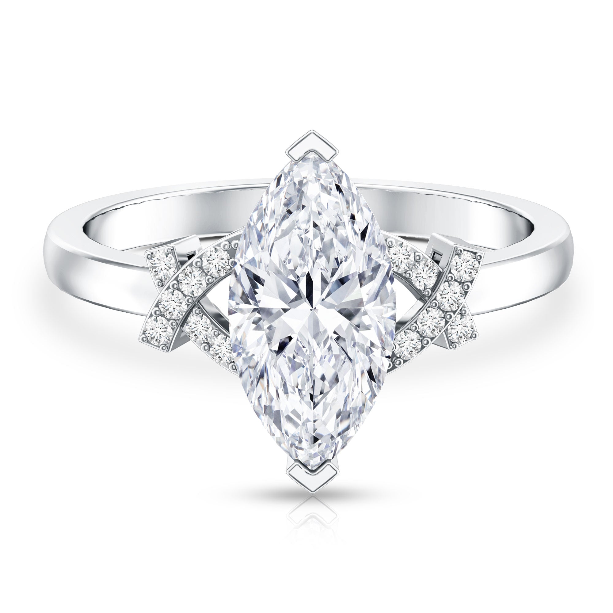 Rosec Jewels-Marquise Cut IGI Certified Lab Grown Diamond Statement Engagement Ring 2 Carat