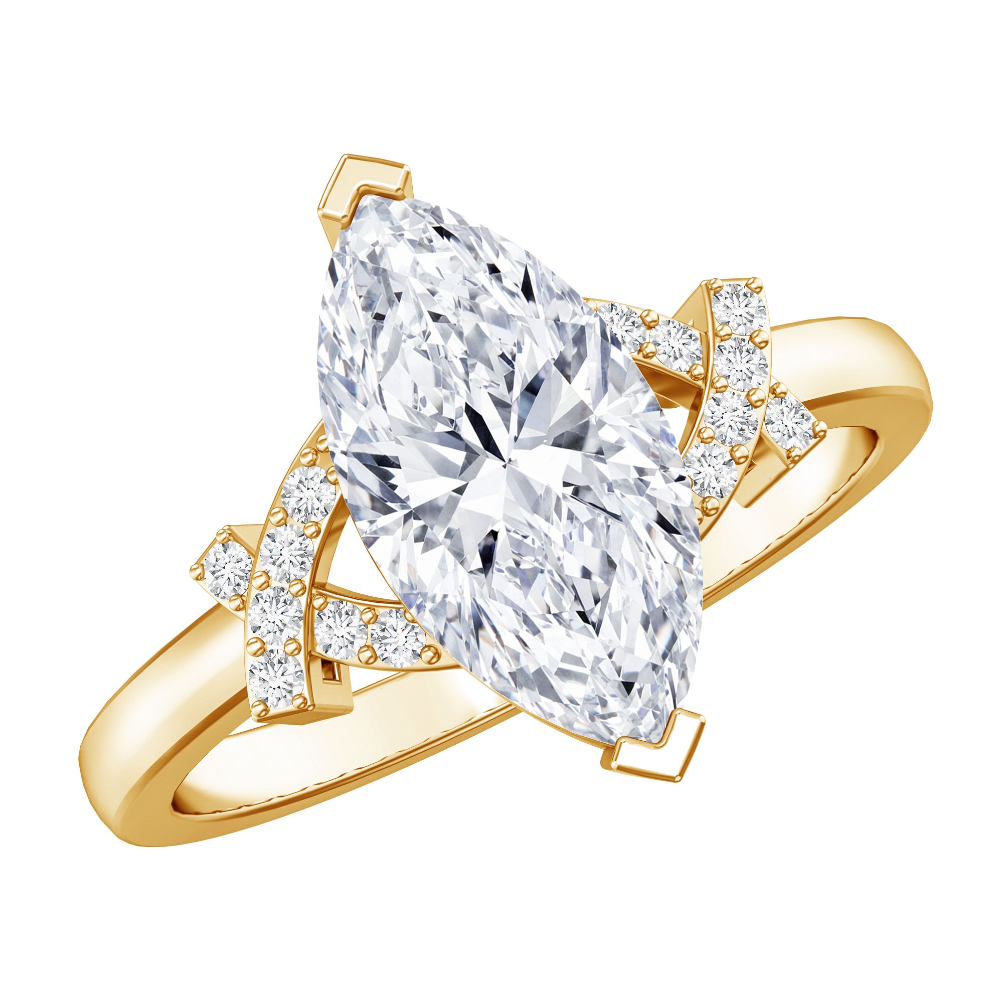 Rosec Jewels-Marquise Cut IGI Certified Lab Grown Diamond Statement Engagement Ring 2 Carat