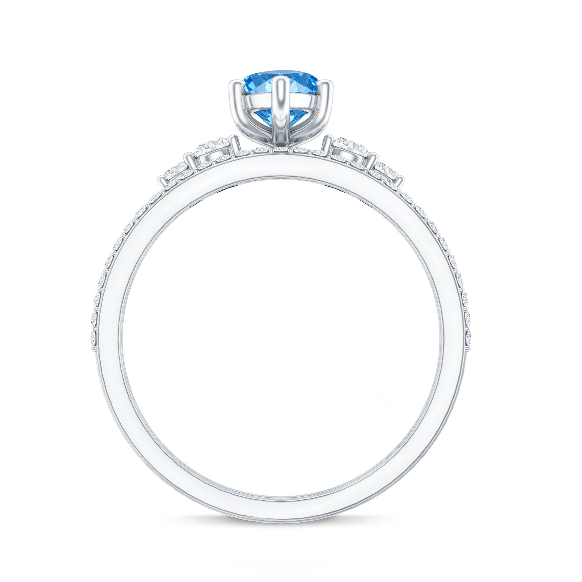 Rosec Jewels-1 Carat Marquise Cut Lab Grown Blue Diamond Solitaire Wedding Ring Set with IGI Certificate