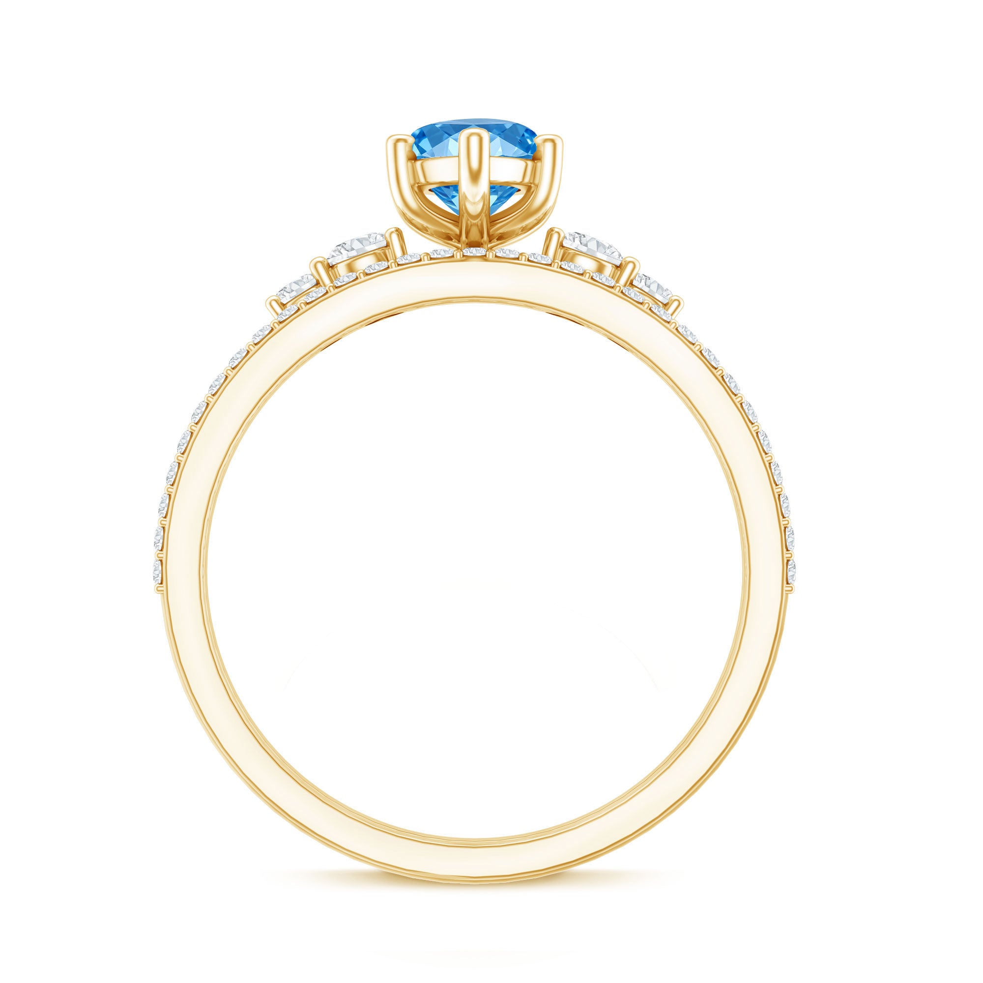 Rosec Jewels-1 Carat Marquise Cut Lab Grown Blue Diamond Solitaire Wedding Ring Set with IGI Certificate