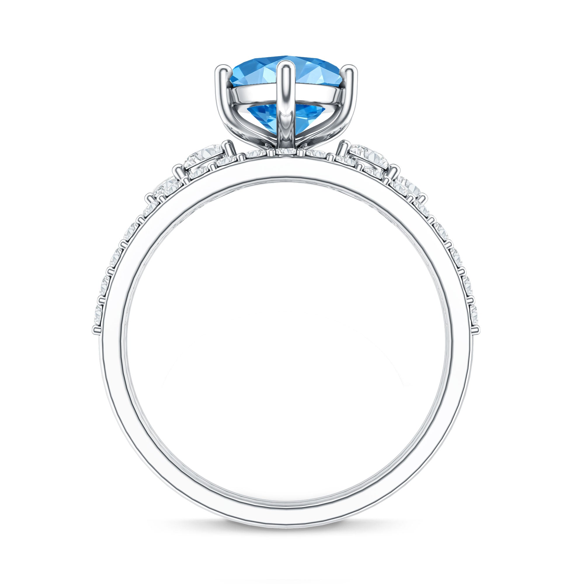 Rosec Jewels-IGI Certified Marquise Cut Lab Grown 3 Carat Blue Diamond Engagement Ring with Enhancer