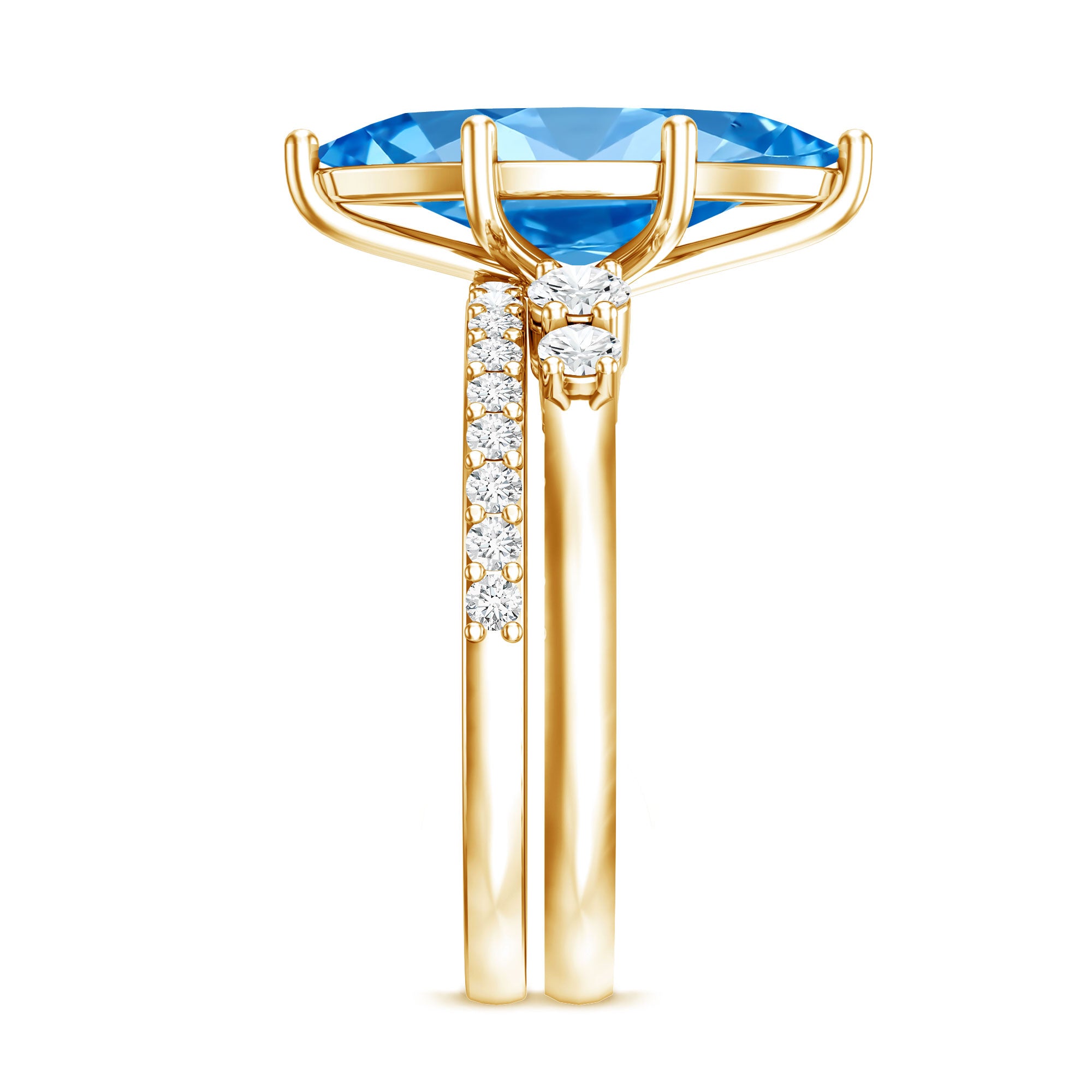 Rosec Jewels-IGI Certified Marquise Cut Lab Grown 3 Carat Blue Diamond Engagement Ring with Enhancer
