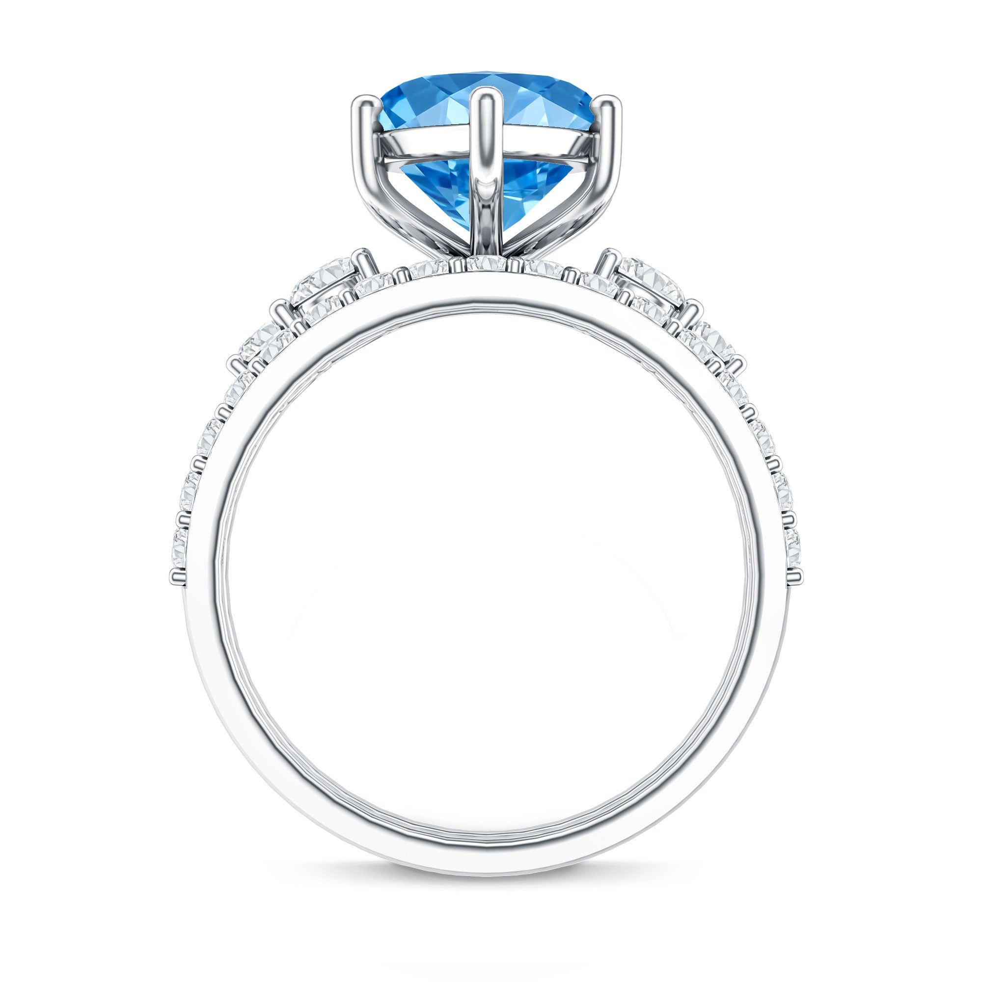 Rosec Jewels-Huge 4 Carat Lab Grown Blue Diamond Solitaire Bridal Ring Set with IGI Certificate