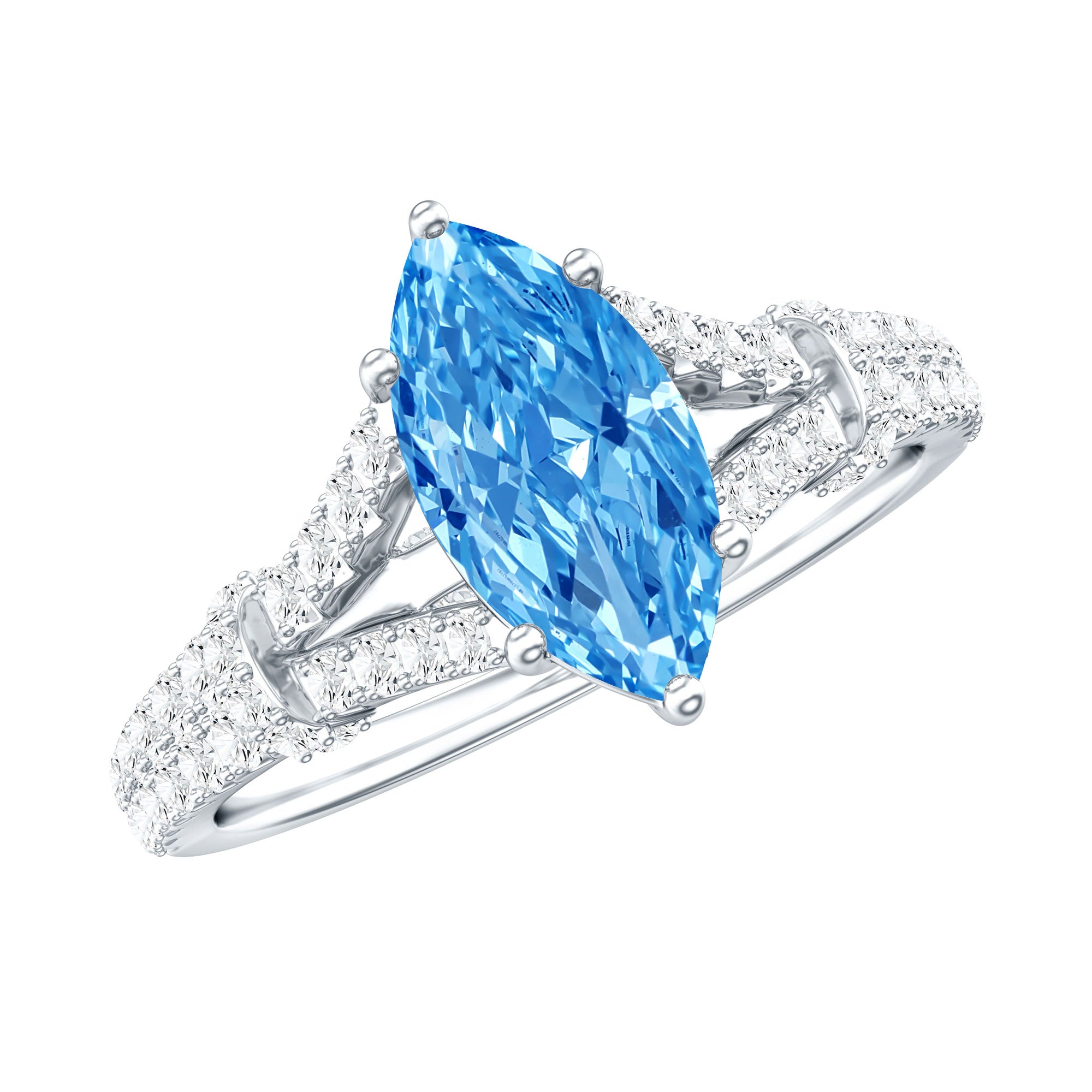 Rosec Jewels-IGI Certified 1 Carat Lab Grown Blue Diamond Engagement Ring with Split Shank