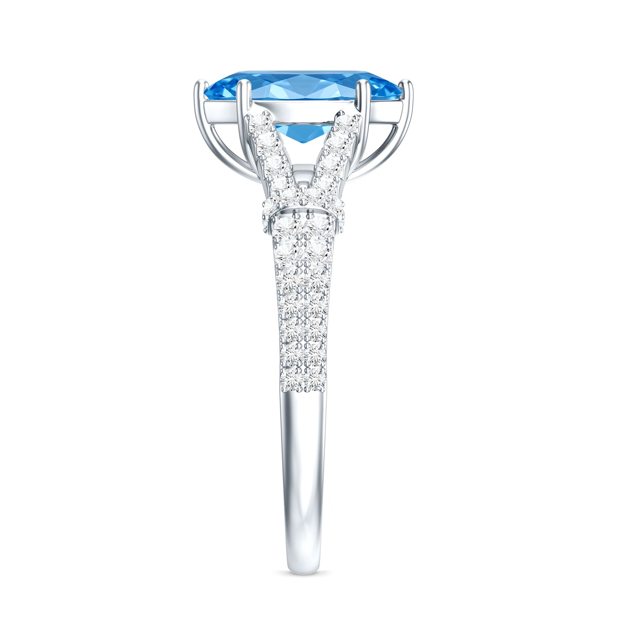 Rosec Jewels-IGI Certified 1 Carat Lab Grown Blue Diamond Engagement Ring with Split Shank