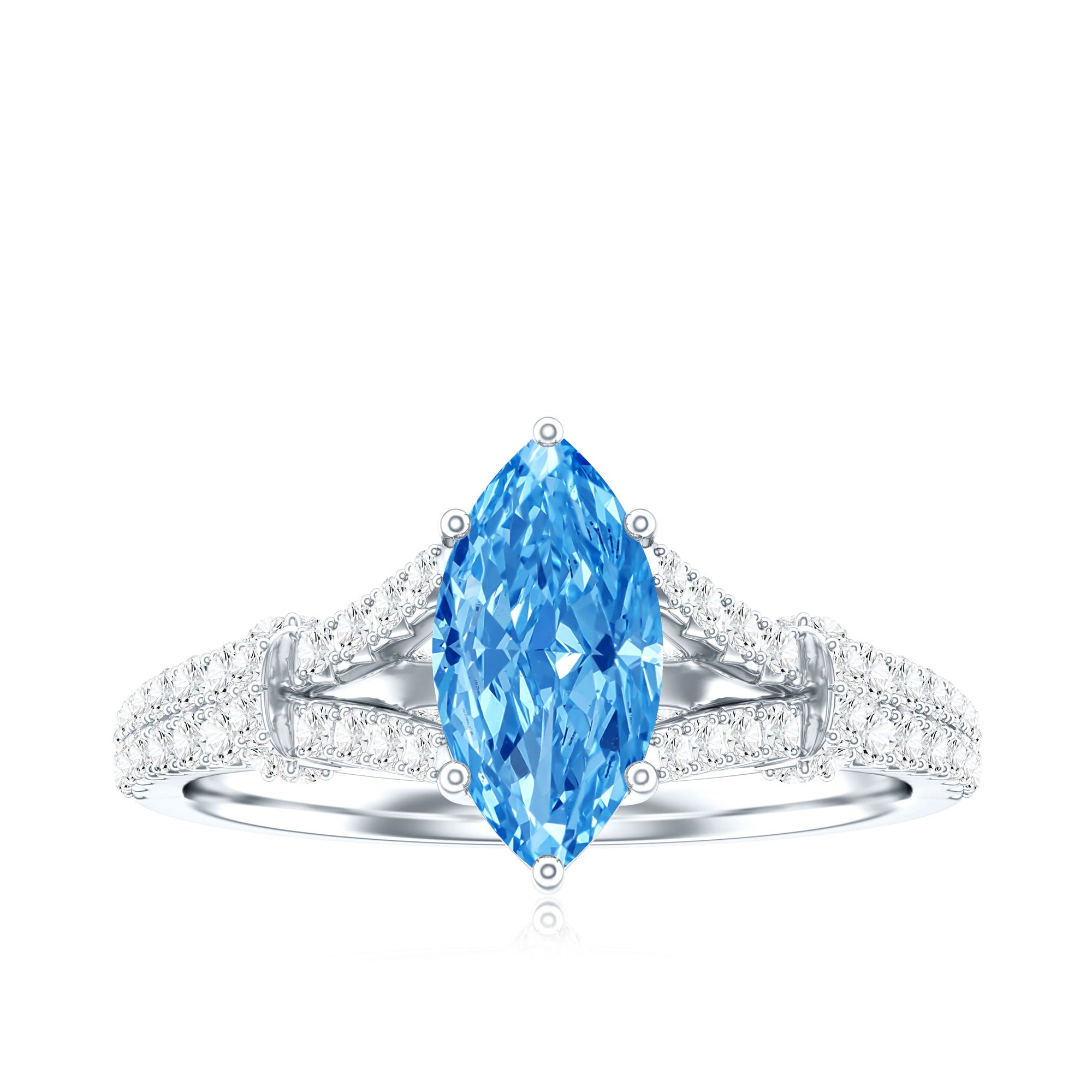 Rosec Jewels-IGI Certified 1 Carat Lab Grown Blue Diamond Engagement Ring with Split Shank
