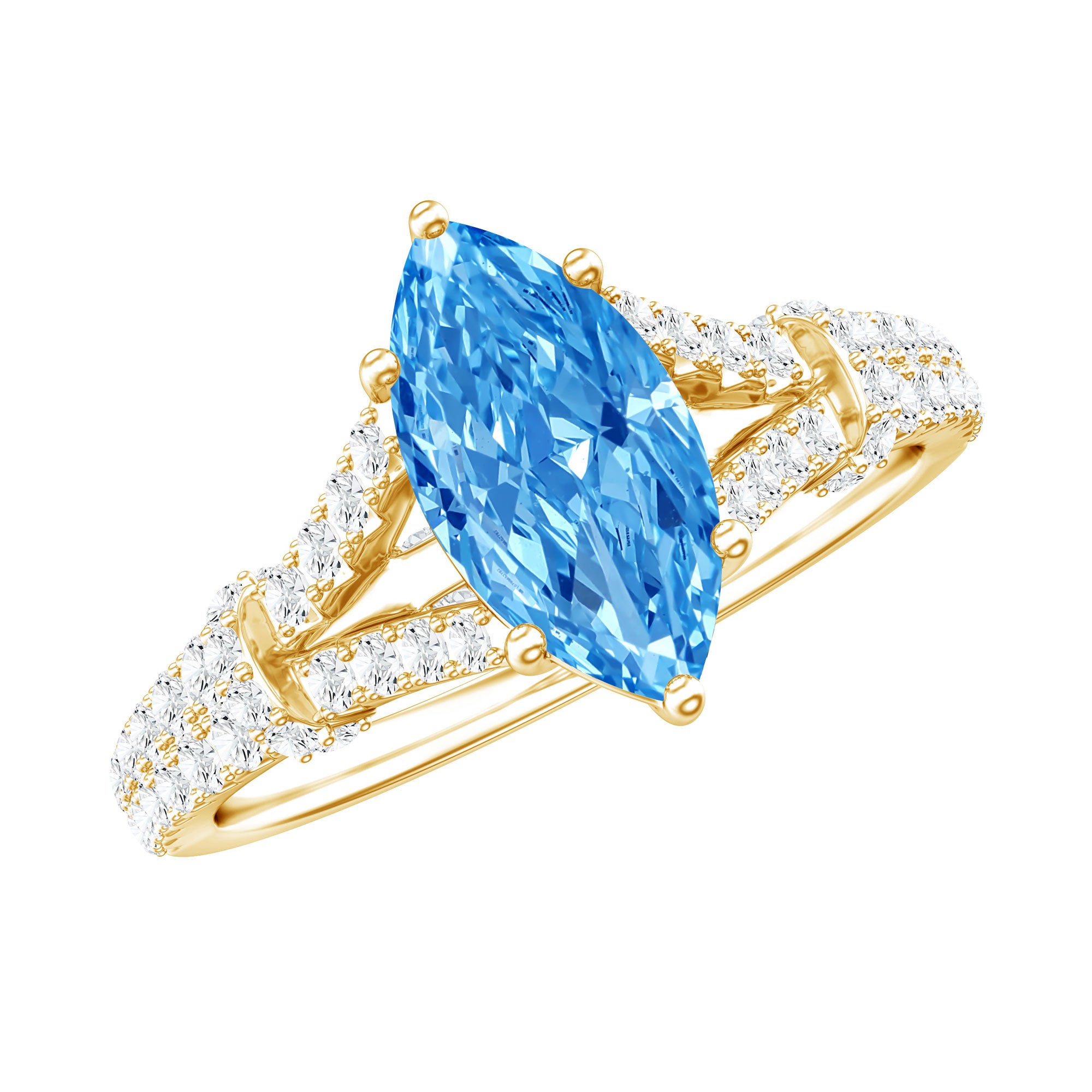 Rosec Jewels-IGI Certified 1 Carat Lab Grown Blue Diamond Engagement Ring with Split Shank