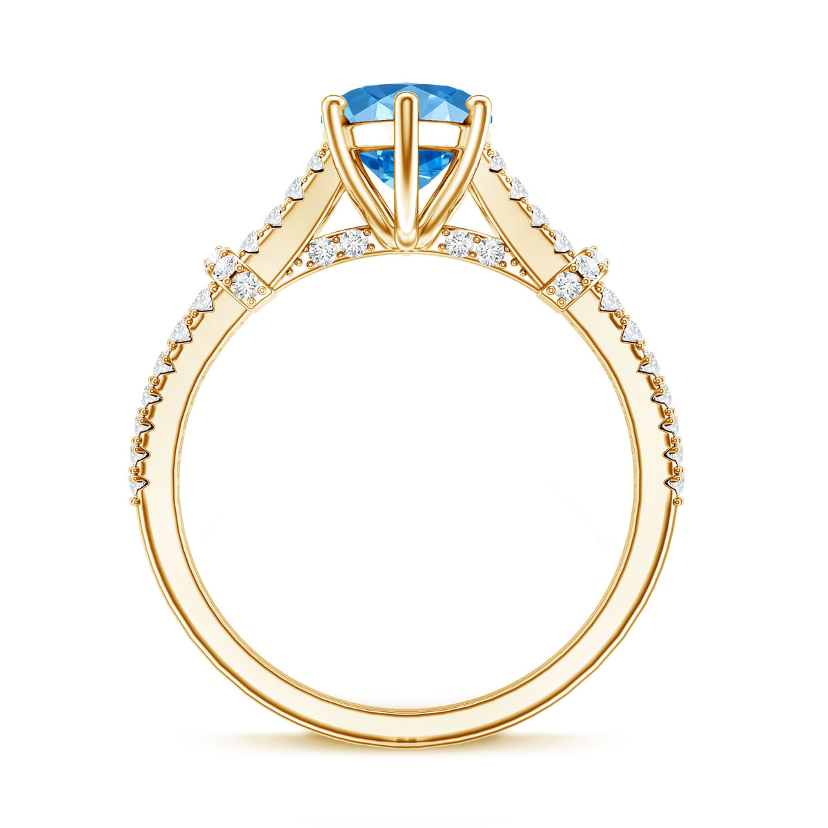 IGI Certified Marquise Cut Lab Grown Blue Diamond 2 Carat Engagement Ring with Split Shank Vivid Blue - VS1 - Rosec Jewels