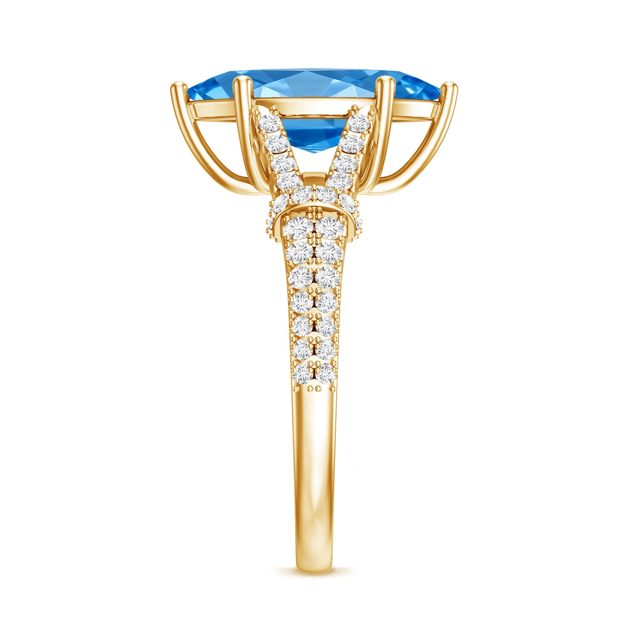 Rosec Jewels-IGI Certified Marquise Cut Lab Grown Blue Diamond 2 Carat Engagement Ring with Split Shank
