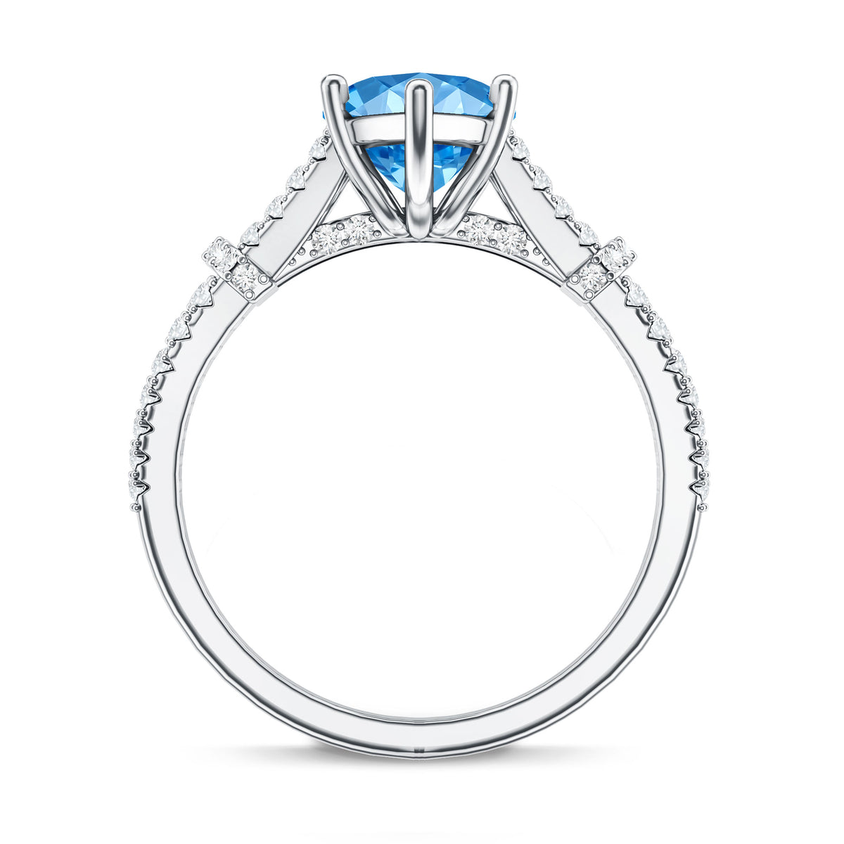 IGI Certified 3 Carat Blue Lab Grown Diamond Marquise Engagement Ring with Split Shank Vivid Blue - VS1 - Rosec Jewels