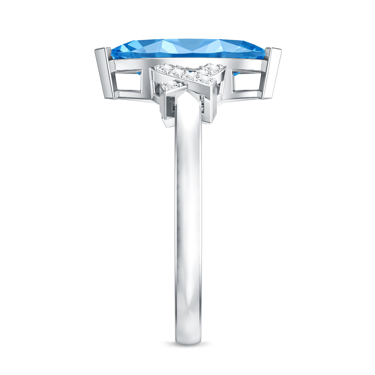 2 Carat Solitaire Lab Grown Blue Diamond Marquise Engagement Ring IGI Certified Vivid Blue - VS1 - Rosec Jewels