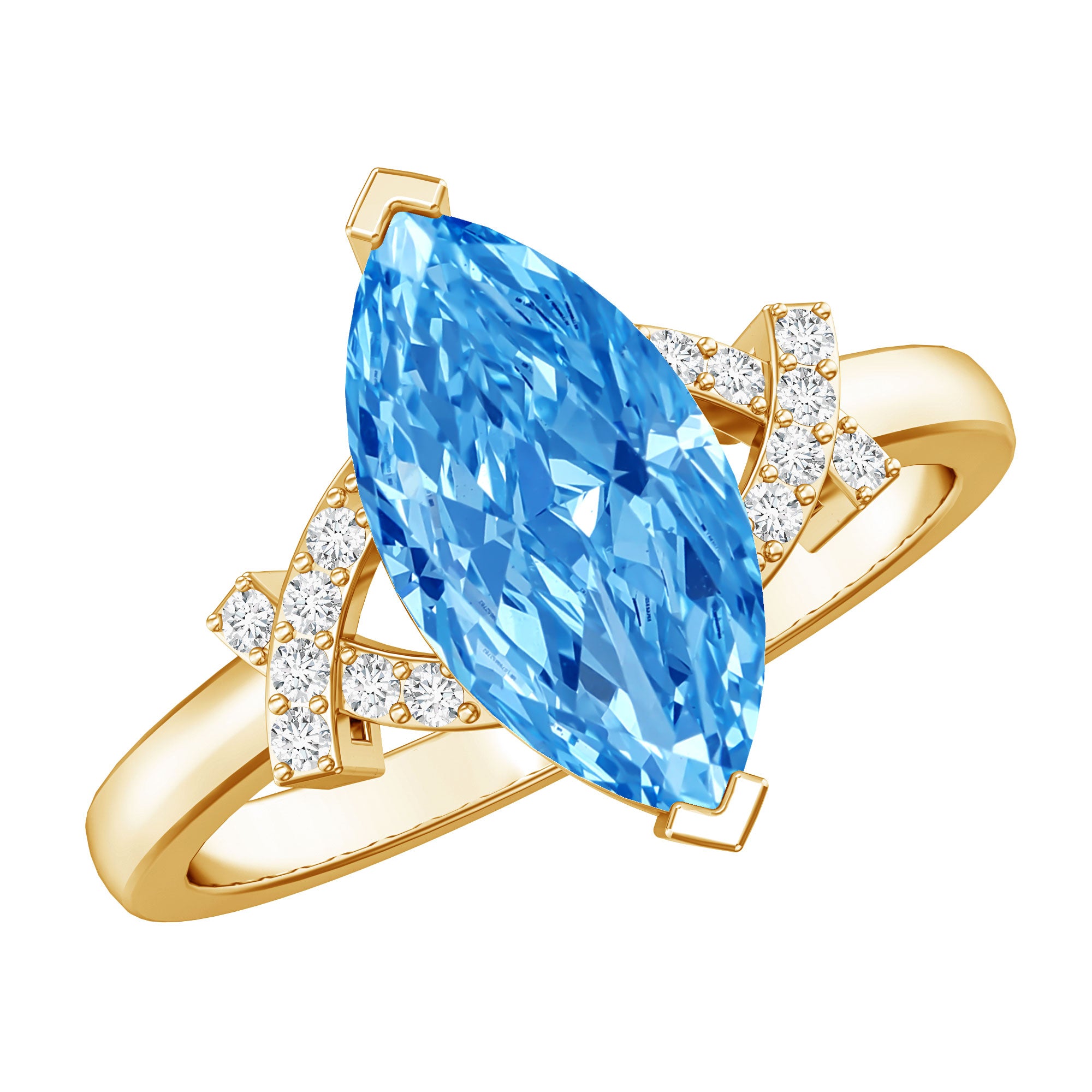 Rosec Jewels-2 Carat Solitaire Lab Grown Blue Diamond Marquise Engagement Ring IGI Certified