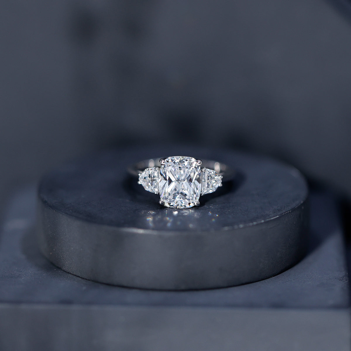 Rosec Jewels-IGI Graded 4 Carat Elongated Cushion Cut Lab Diamond Engagement Ring