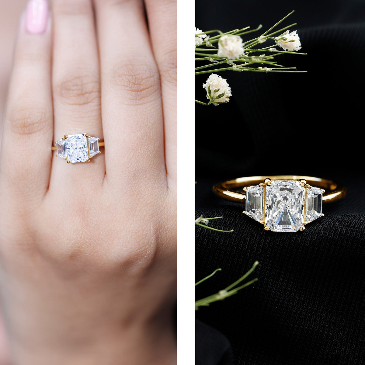 Rosec Jewels-2 Carat IGI Authenticated Lab Grown Diamond Three Stone Engagement Ring